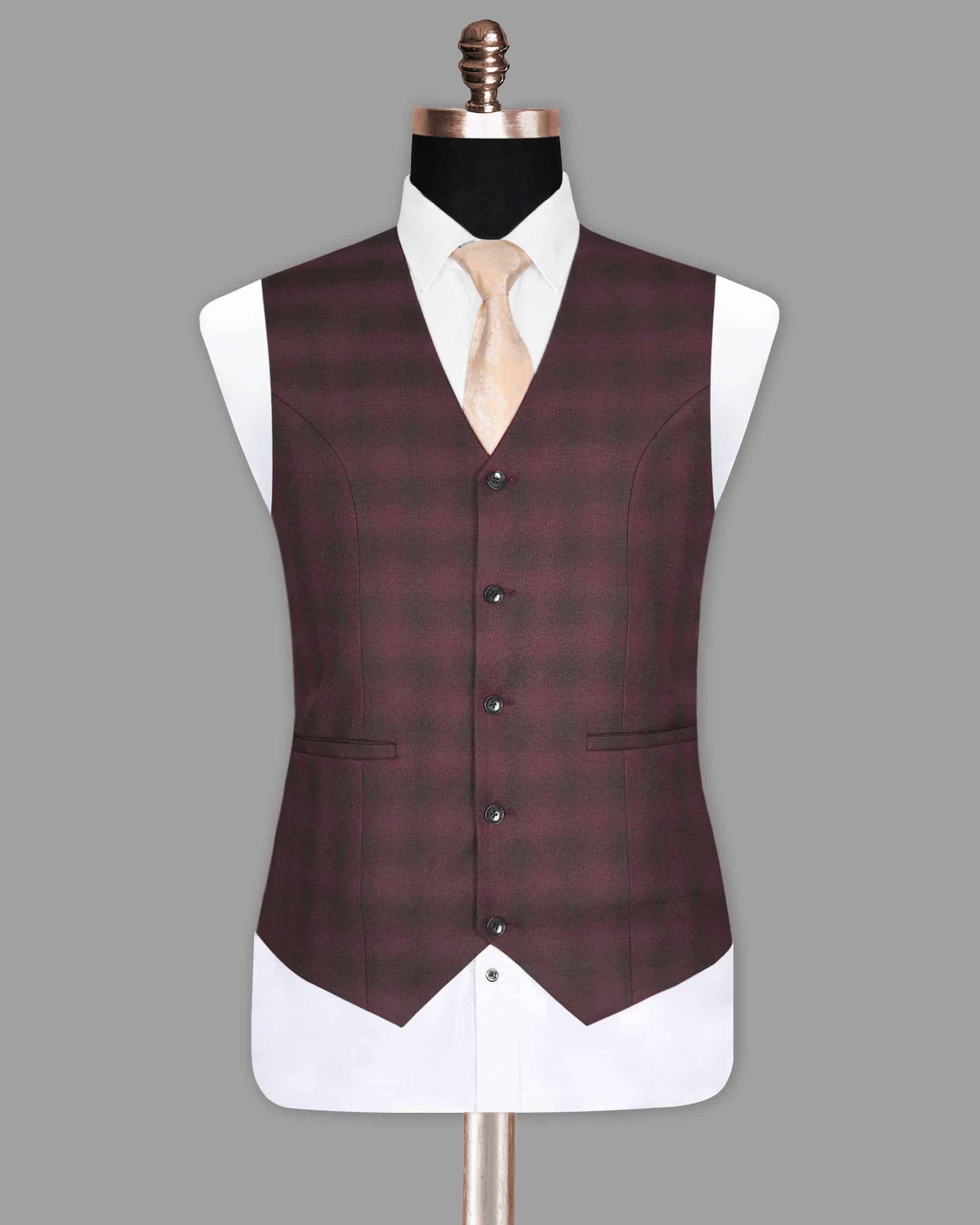 Tawny Port Maroon Plaid Waistcoat V1010-40, V1010-42, V1010-44, V1010-56, V1010-60, V1010-36, V1010-38, V1010-46, V1010-48, V1010-50, V1010-52, V1010-54, V1010-58