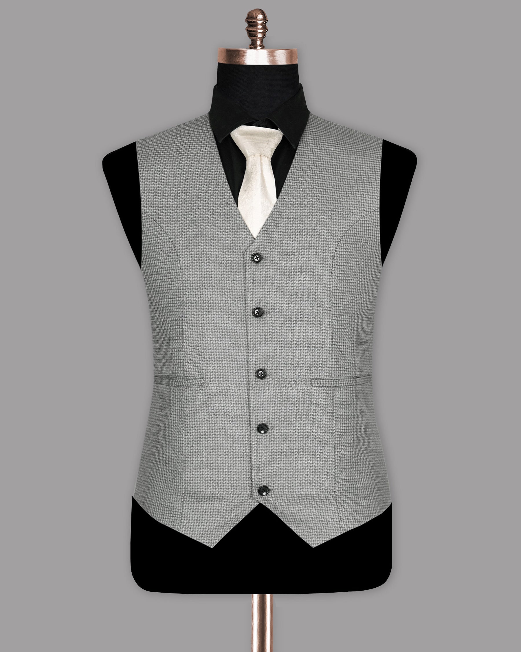 Aluminum Grey Houndstooth Sport Waistcoat V1020-60, V1020-46, V1020-36, V1020-48, V1020-58, V1020-54, V1020-56, V1020-38, V1020-40, V1020-50, V1020-52, V1020-42, V1020-44