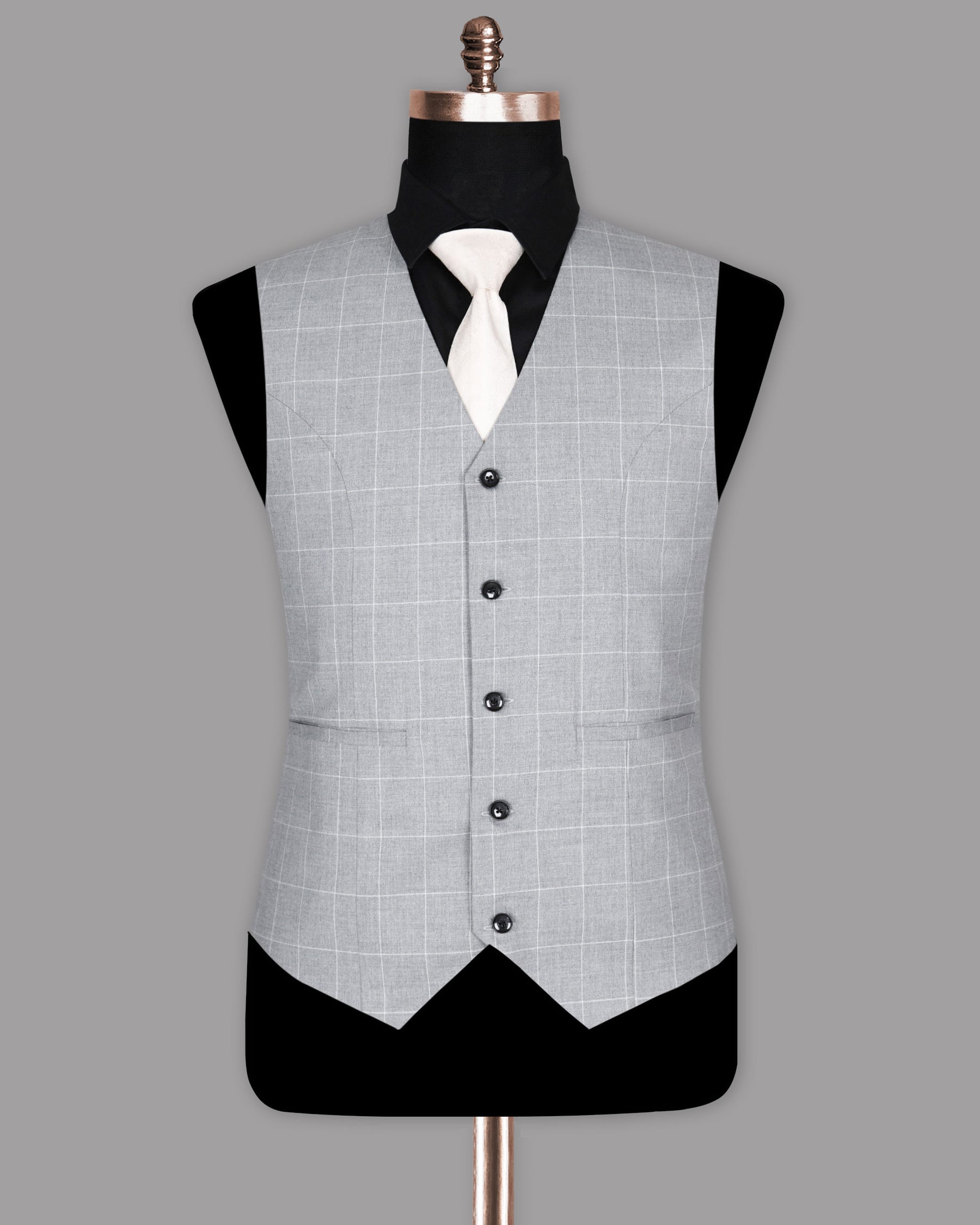 French Grey Windowpane Waistcoat V1022-40, V1022-50, V1022-36, V1022-38, V1022-42, V1022-44, V1022-54, V1022-48, V1022-56, V1022-46, V1022-58, V1022-52, V1022-60