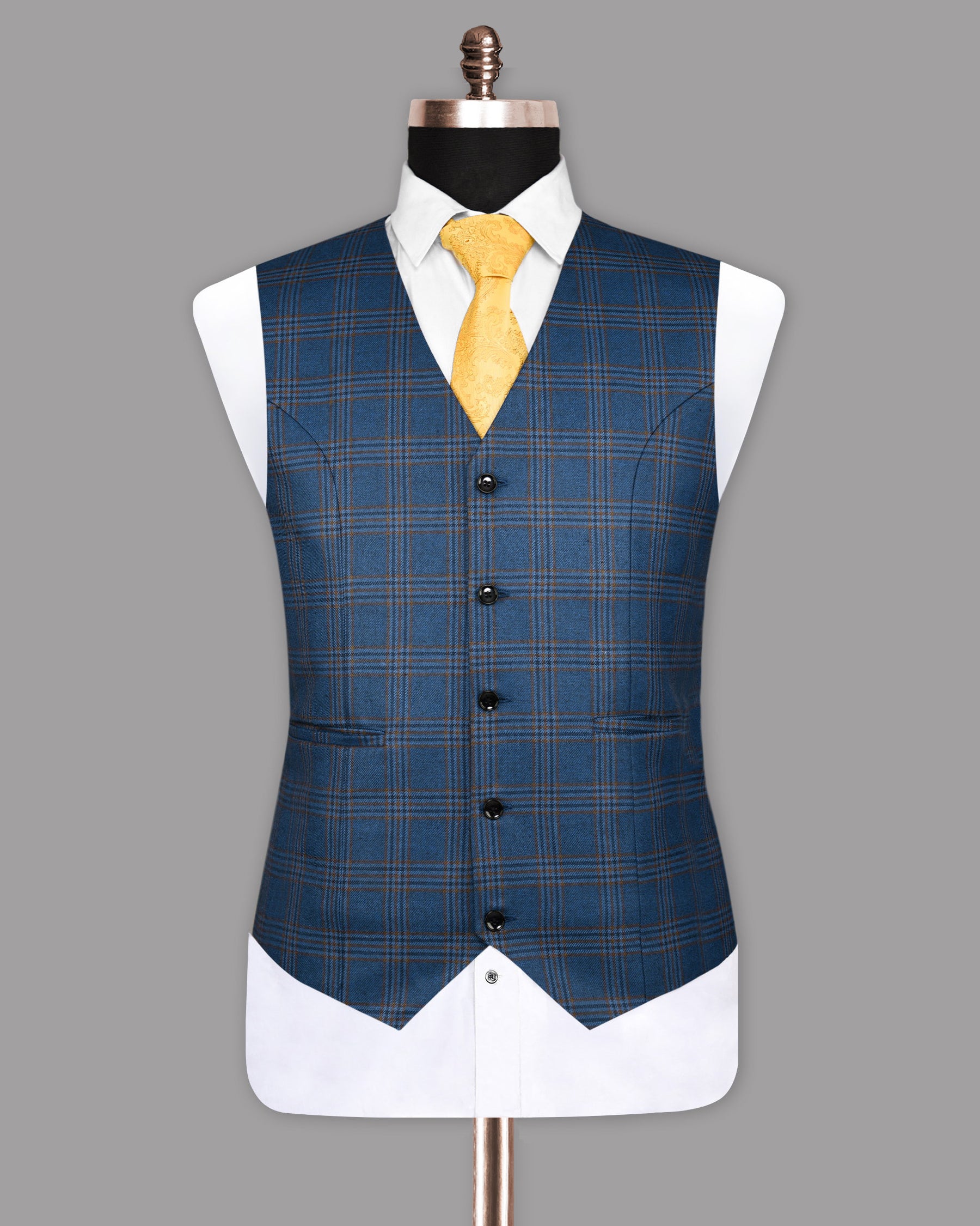 Bismarck Blue Plaid Waistcoat V1030-36, V1030-38, V1030-46, V1030-50, V1030-40, V1030-60, V1030-42, V1030-44, V1030-52, V1030-48, V1030-54, V1030-56, V1030-58