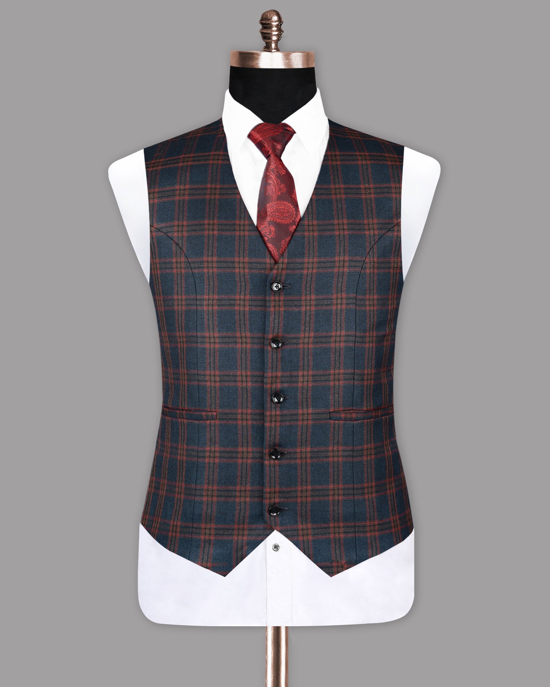 Big Blue Windowpane Checked Waistcoat V1076-42, V1076-44, V1076-46, V1076-48, V1076-50, V1076-54, V1076-56, V1076-58, V1076-60, V1076-40, V1076-52, V1076-36, V1076-38