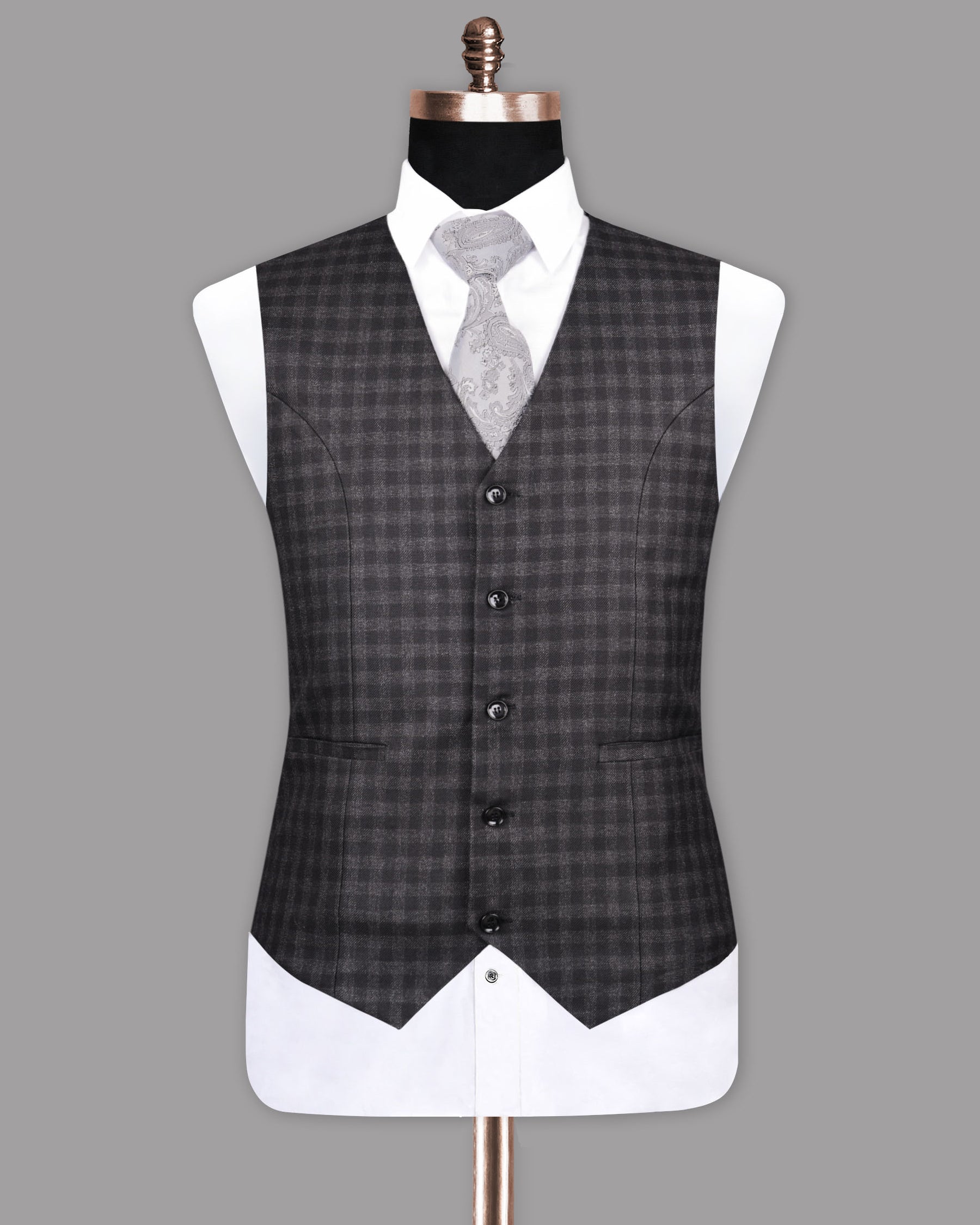 Abbey grey Tonal checked Waistcoat V1091-46, V1091-58, V1091-50, V1091-42, V1091-36, V1091-44, V1091-48, V1091-40, V1091-54, V1091-60, V1091-56, V1091-38, V1091-52