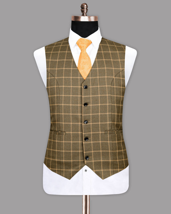 Hemlock Brown windowpane Sports Waistcoat V1100-60, V1100-52, V1100-58, V1100-36, V1100-38, V1100-40, V1100-42, V1100-50, V1100-54, V1100-56, V1100-44, V1100-46, V1100-48