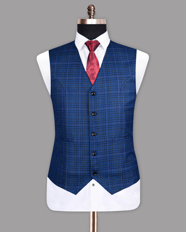 Astronaut Blue with Black Plaid Waistcoat V1112-48, V1112-36, V1112-42, V1112-46, V1112-60, V1112-38, V1112-40, V1112-44, V1112-50, V1112-56, V1112-58, V1112-52, V1112-54