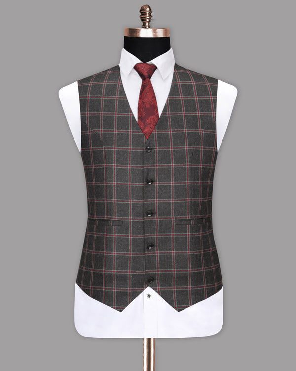 Persian Plum-Concord Wool rich Windowpane Waistcoat V1140-36, V1140-38, V1140-40, V1140-42, V1140-44, V1140-48, V1140-50, V1140-52, V1140-54, V1140-56, V1140-58, V1140-60, V1140-46