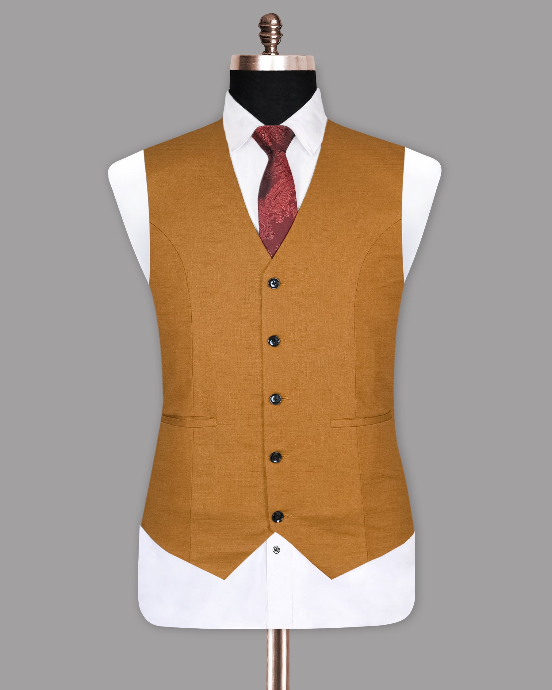 Raw Sienna Luxurious Linen Waistcoat V1147-42, V1147-44, V1147-46, V1147-52, V1147-38, V1147-54, V1147-56, V1147-36, V1147-58, V1147-60, V1147-40, V1147-48, V1147-50