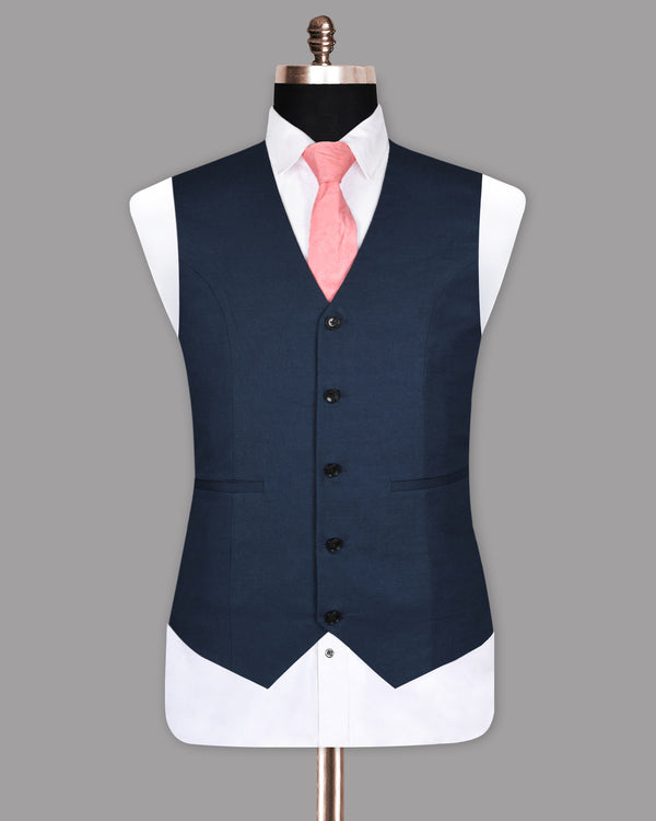 Martinique Blue Luxurious Linen Waistcoat V1148-44, V1148-36, V1148-48, V1148-50, V1148-42, V1148-56, V1148-38, V1148-52, V1148-40, V1148-60, V1148-46, V1148-54, V1148-58