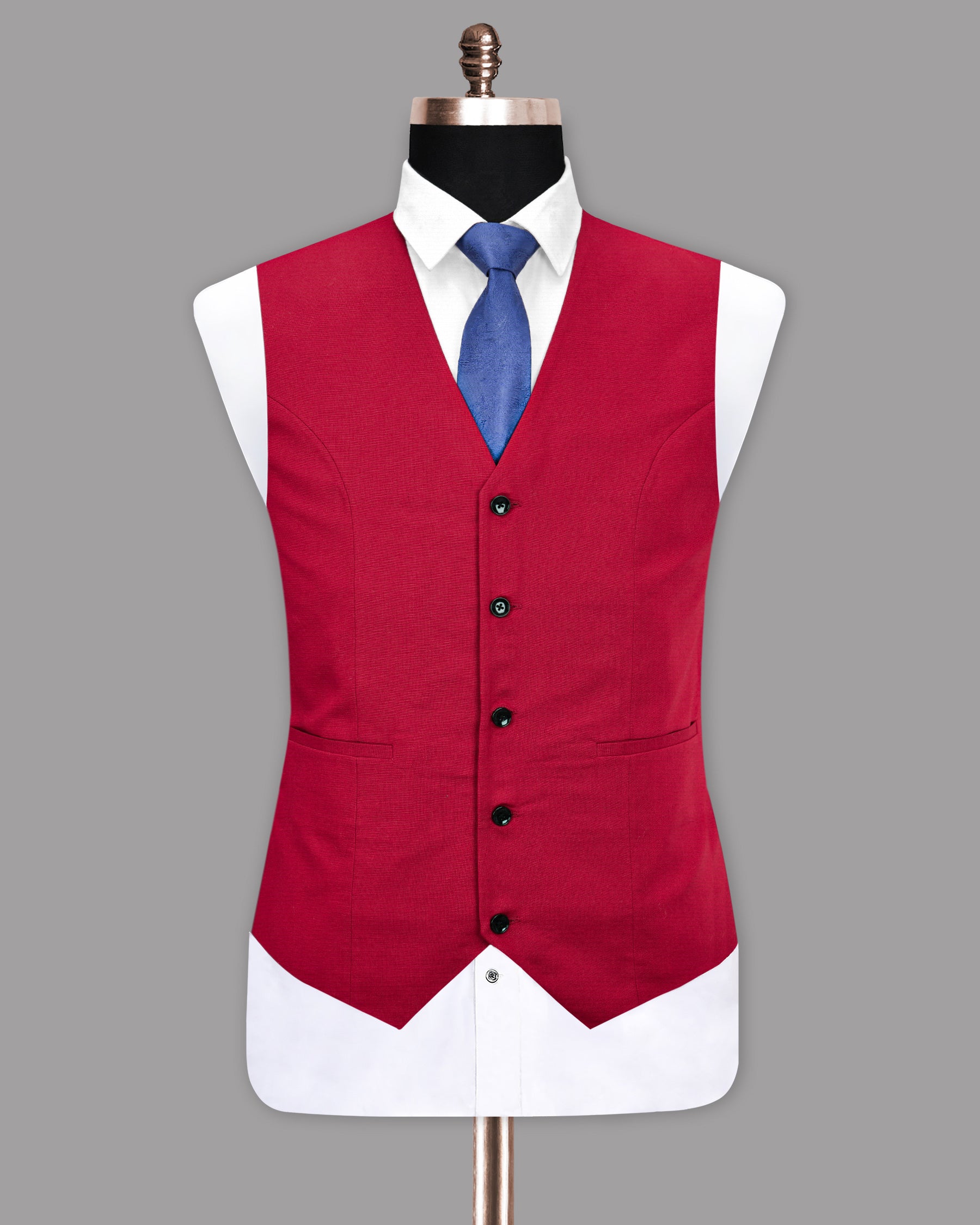 Shiraz Red Luxurious Linen Waistcoat V1169-36, V1169-38, V1169-40, V1169-46, V1169-42, V1169-48, V1169-56, V1169-44, V1169-50, V1169-52, V1169-54, V1169-58, V1169-60