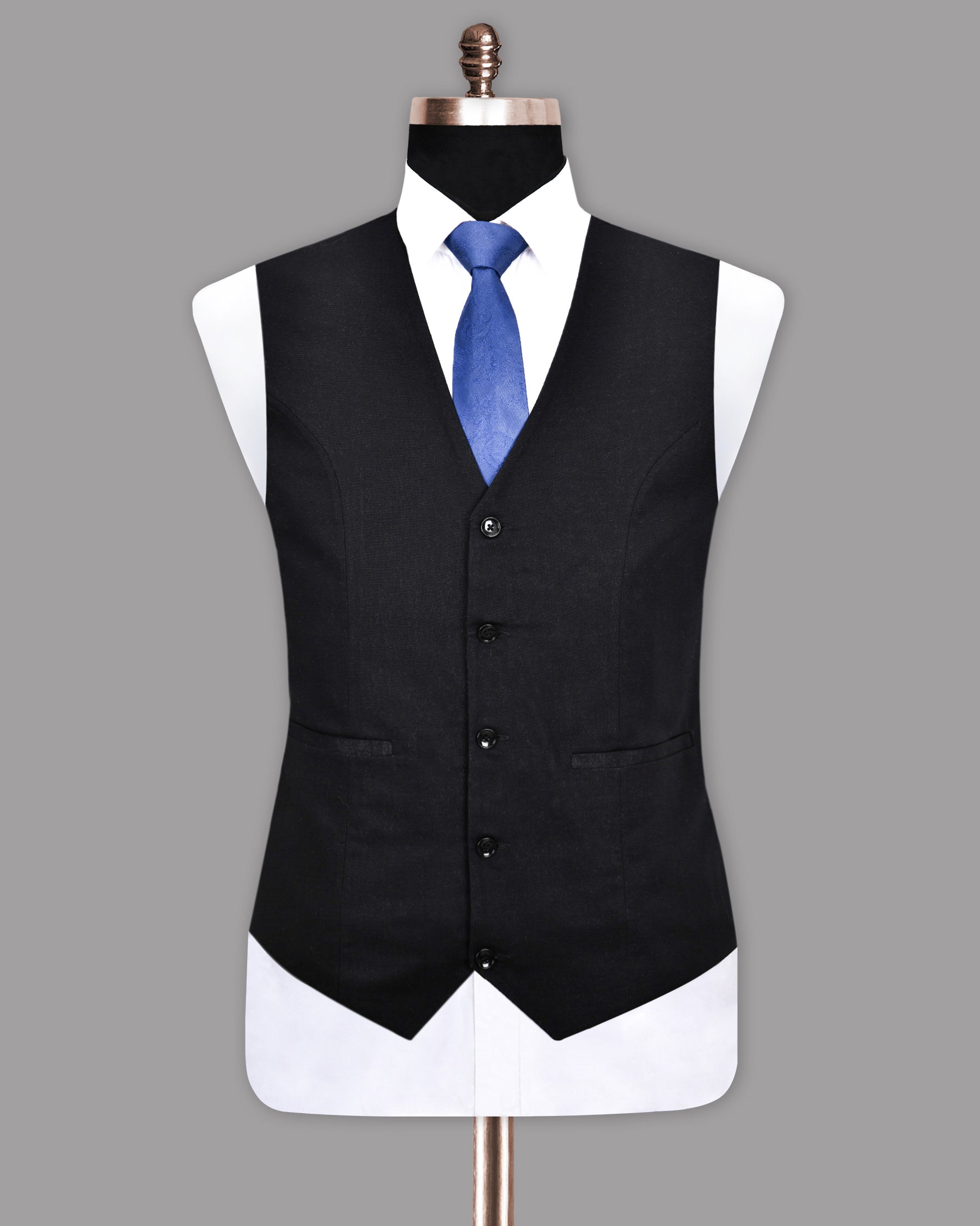 Jade Black Luxurious Linen Waistcoat V1171-36, V1171-38, V1171-40, V1171-42, V1171-44, V1171-46, V1171-48, V1171-50, V1171-52, V1171-54, V1171-56, V1171-58, V1171-60