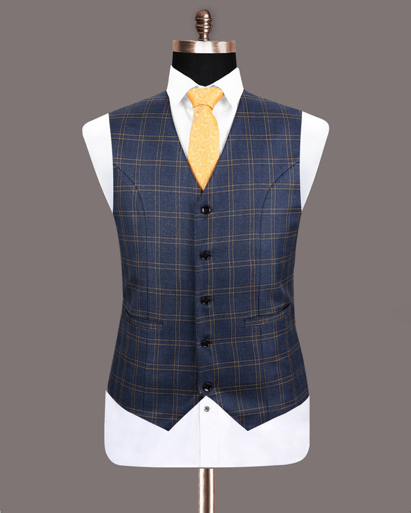 Martinique Blue Wool Rich Windowpane Waistcoat V1191-36, V1191-40, V1191-46, V1191-42, V1191-44, V1191-48, V1191-50, V1191-52, V1191-54, V1191-56, V1191-58, V1191-60, V1191-38