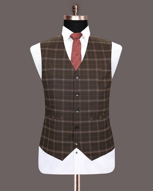 English Walnut Plaid Wool Rich Waistcoat V1195-50, V1195-38, V1195-36, V1195-40, V1195-48, V1195-52, V1195-46, V1195-54, V1195-60, V1195-42, V1195-44, V1195-56, V1195-58