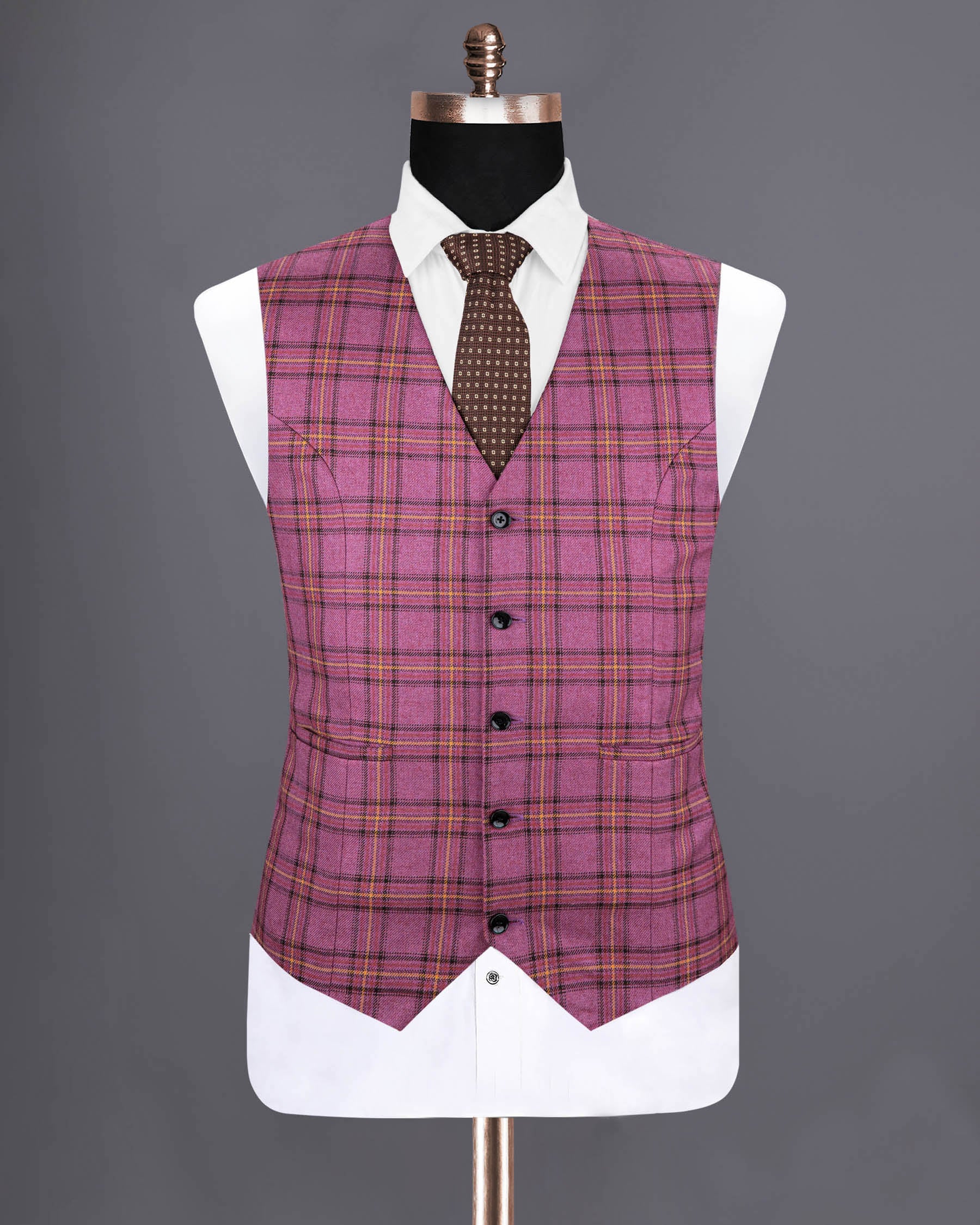 Strikemaster Pink Wool Rich Checked Waistcoat V1212-36, V1212-40, V1212-48, V1212-50, V1212-58, V1212-60, V1212-38, V1212-44, V1212-46, V1212-54, V1212-56, V1212-42, V1212-52