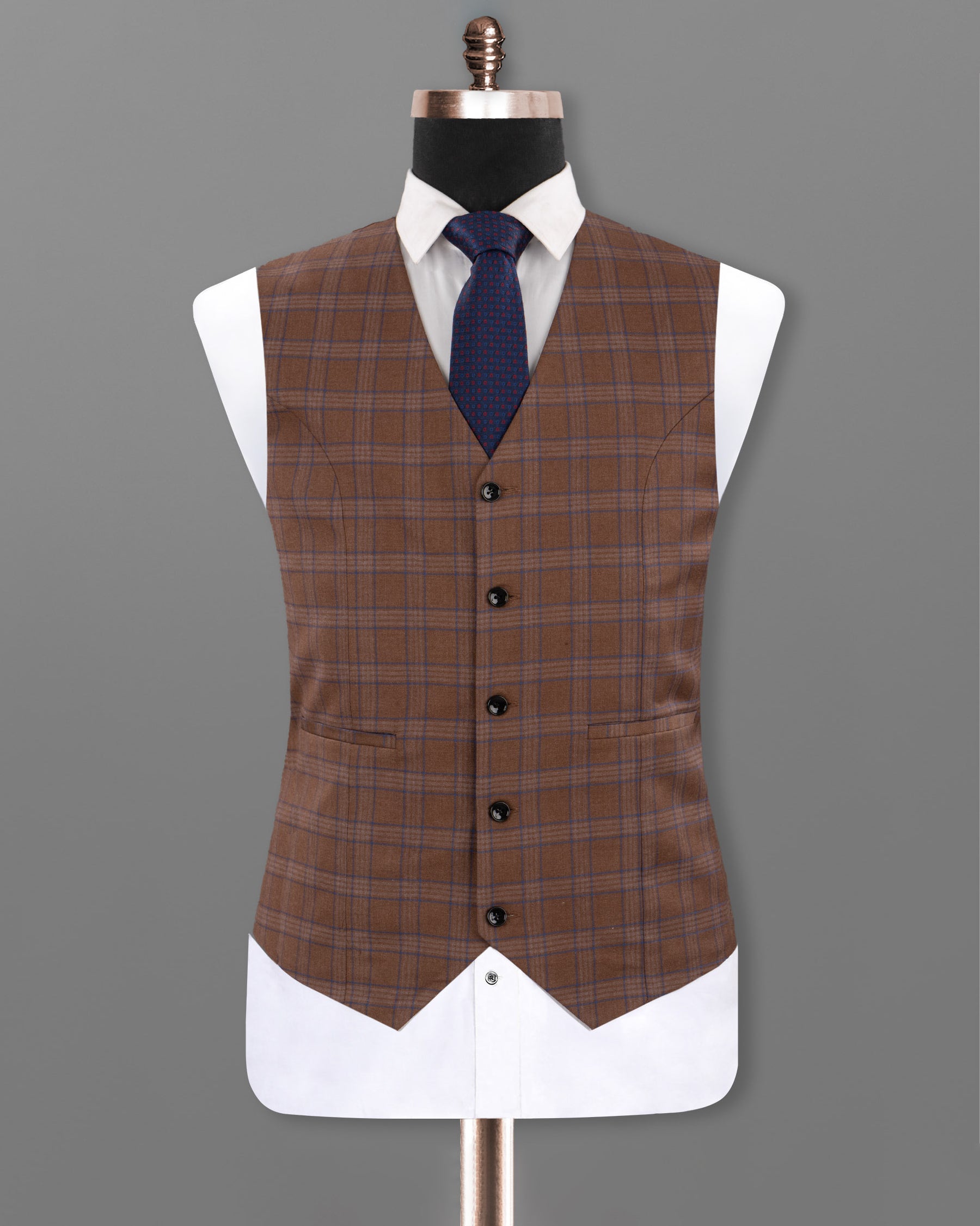 Old Copper Brown Plaid Woolrich Waistcoat V1216-52, V1216-54, V1216-56, V1216-58, V1216-60, V1216-50, V1216-36, V1216-38, V1216-40, V1216-42, V1216-44, V1216-46, V1216-48