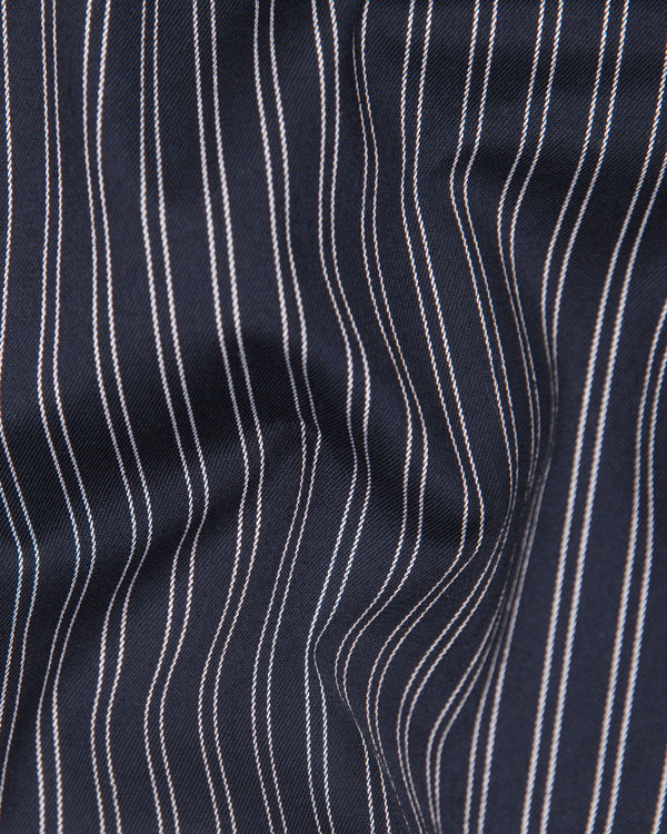 Navy Double Striped Wool Rich Waistcoat