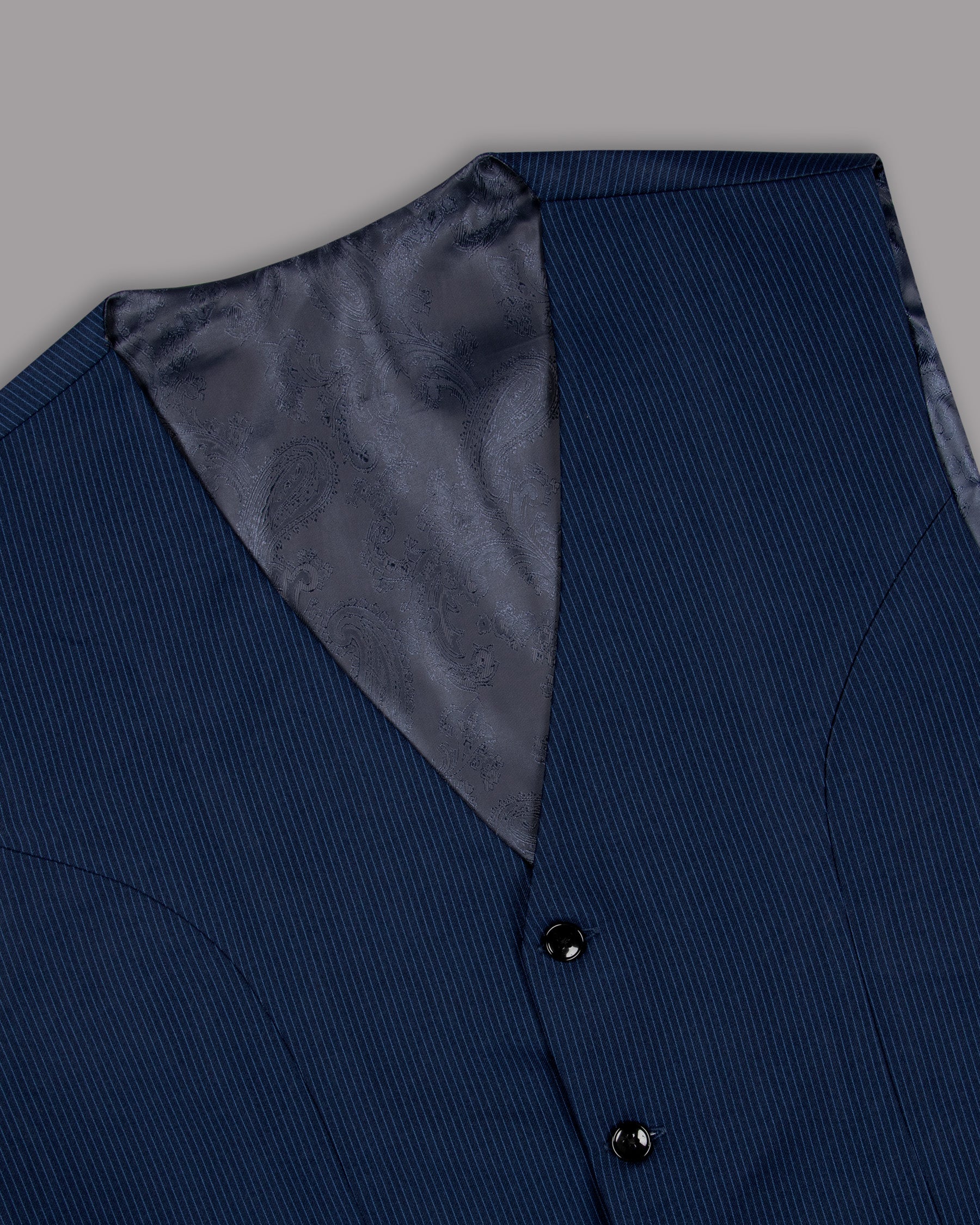 Midnight and Chambray blue Striped Woolrich Waistcoat