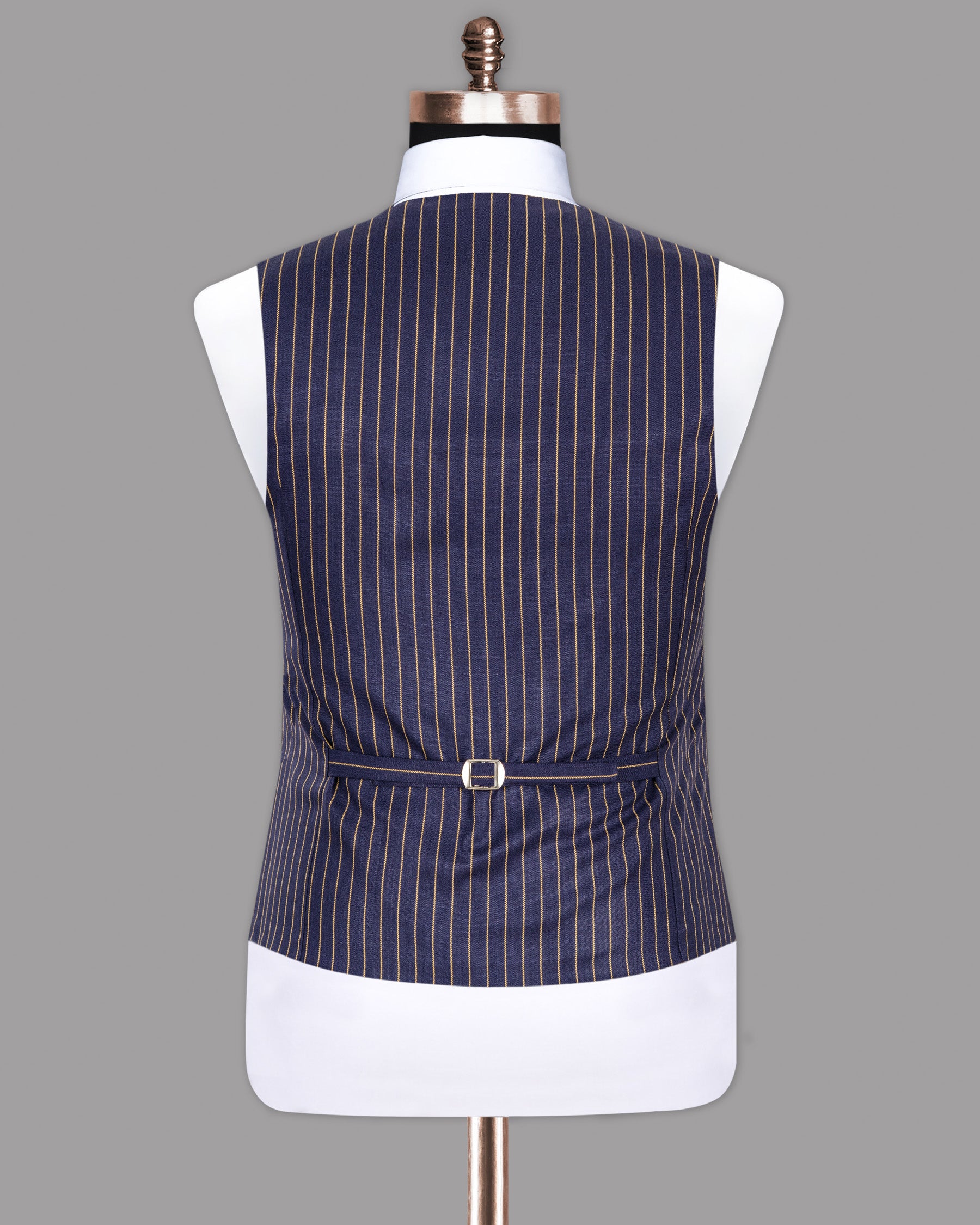 Gulf Blue Striped Premium Cotton Waistcoat