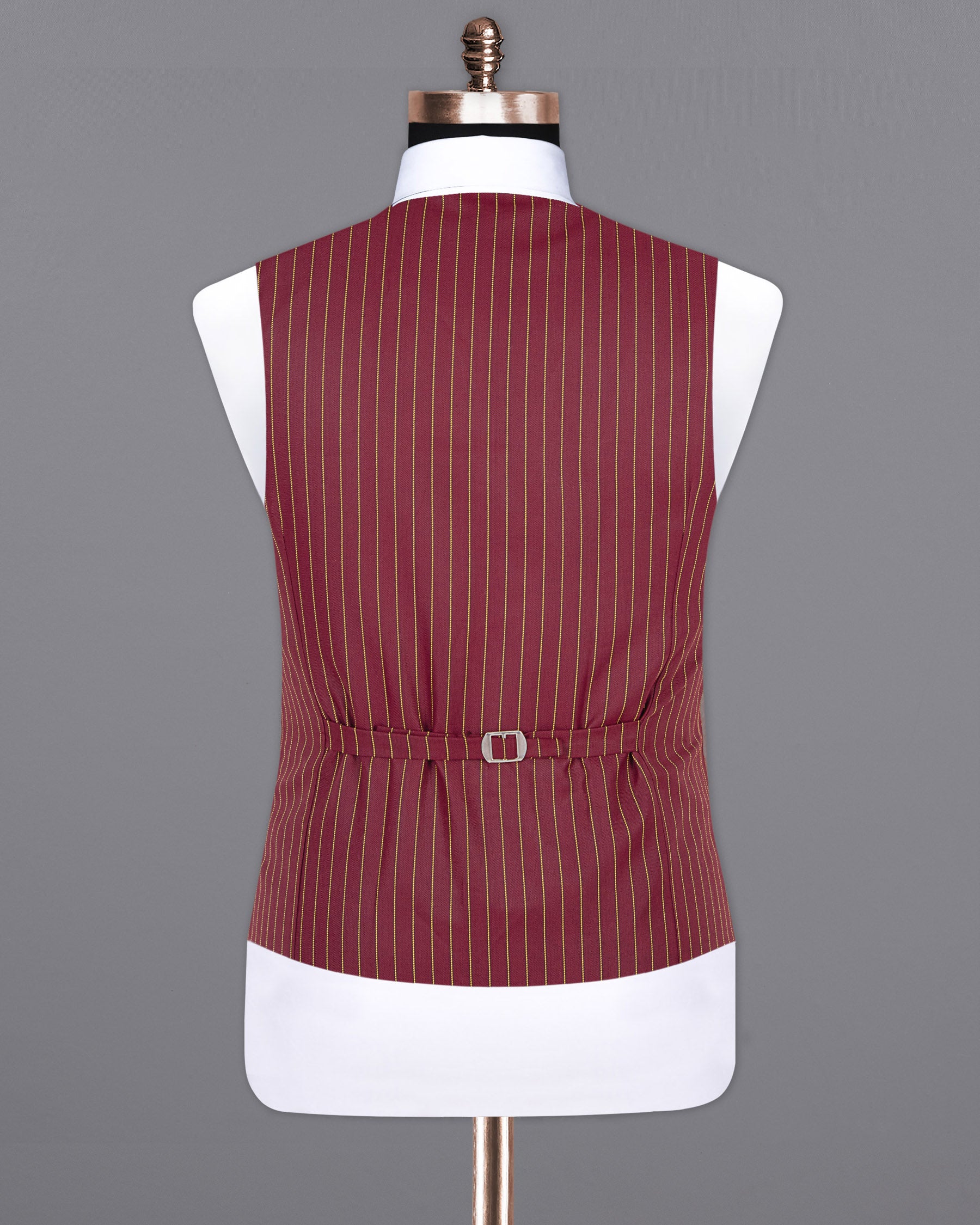 Tosca Red with Cream Can Yellow Striped Woolrich Waistcoat