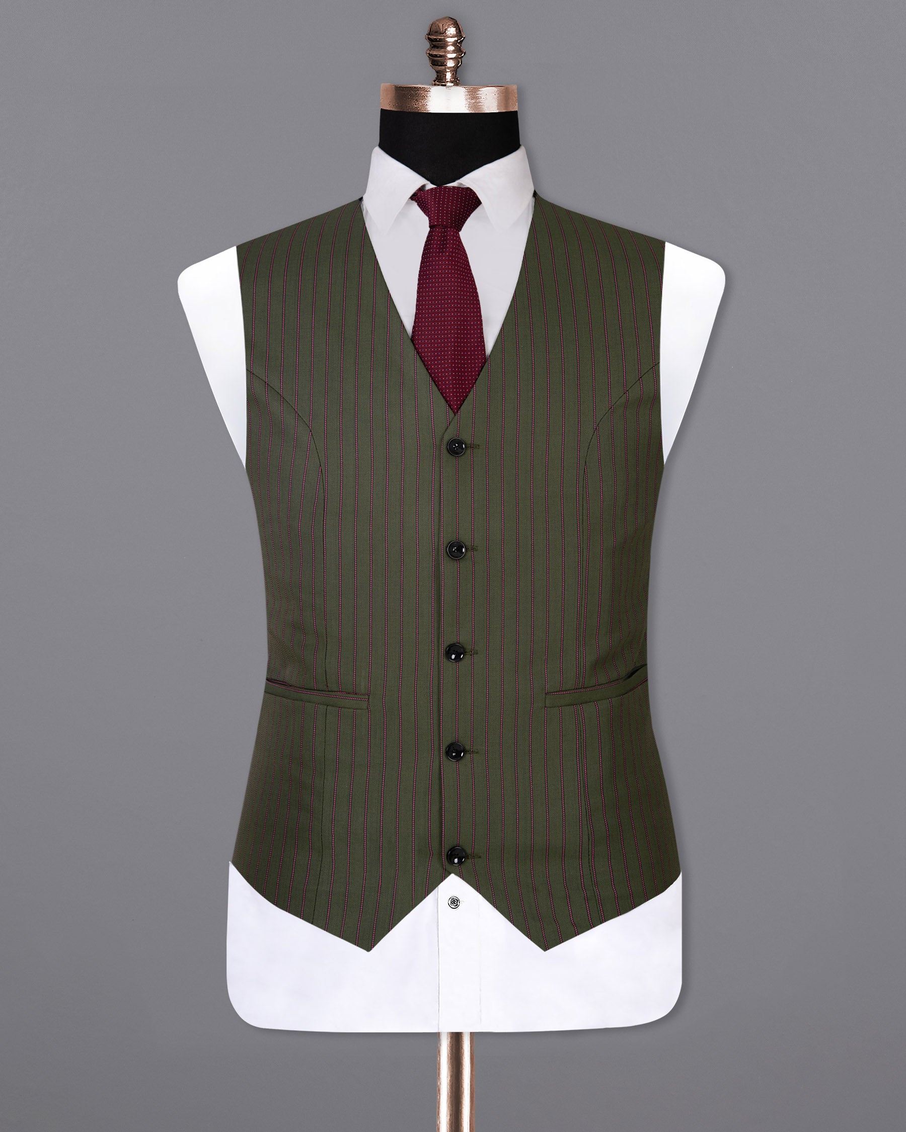 Kelp Green and Mulberry Pink Striped Woolrich Waistcoat V1291-36, V1291-38, V1291-40, V1291-42, V1291-46, V1291-48, V1291-50, V1291-52, V1291-54, V1291-56, V1291-58, V1291-60, V1291-44