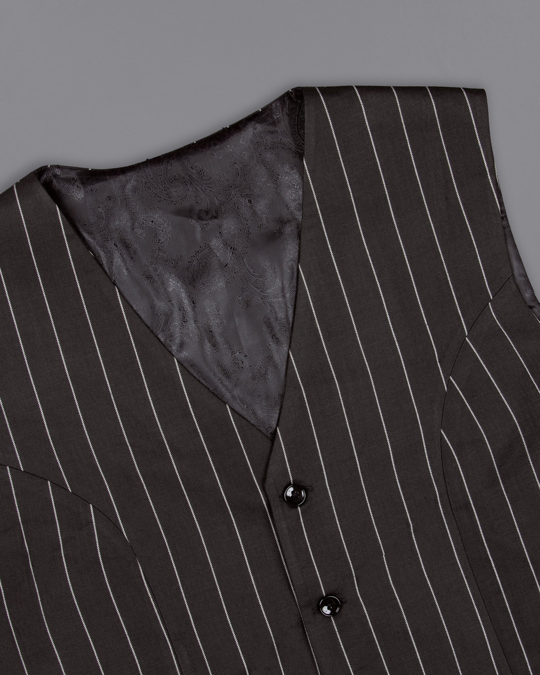 Charcoal Gray with white Striped Woolrich Waistcoat