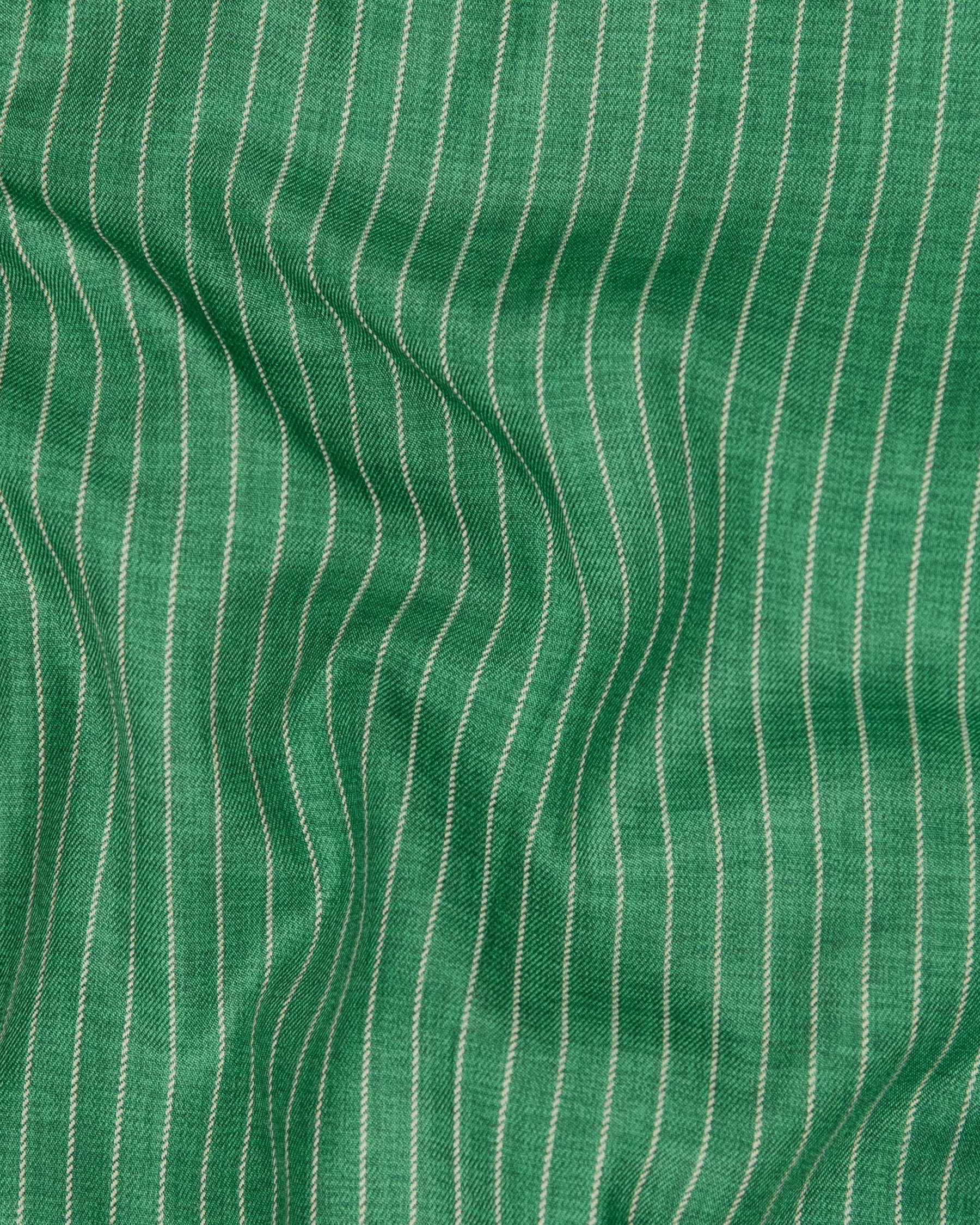Viridian Green Striped Woolrich Waistcoat