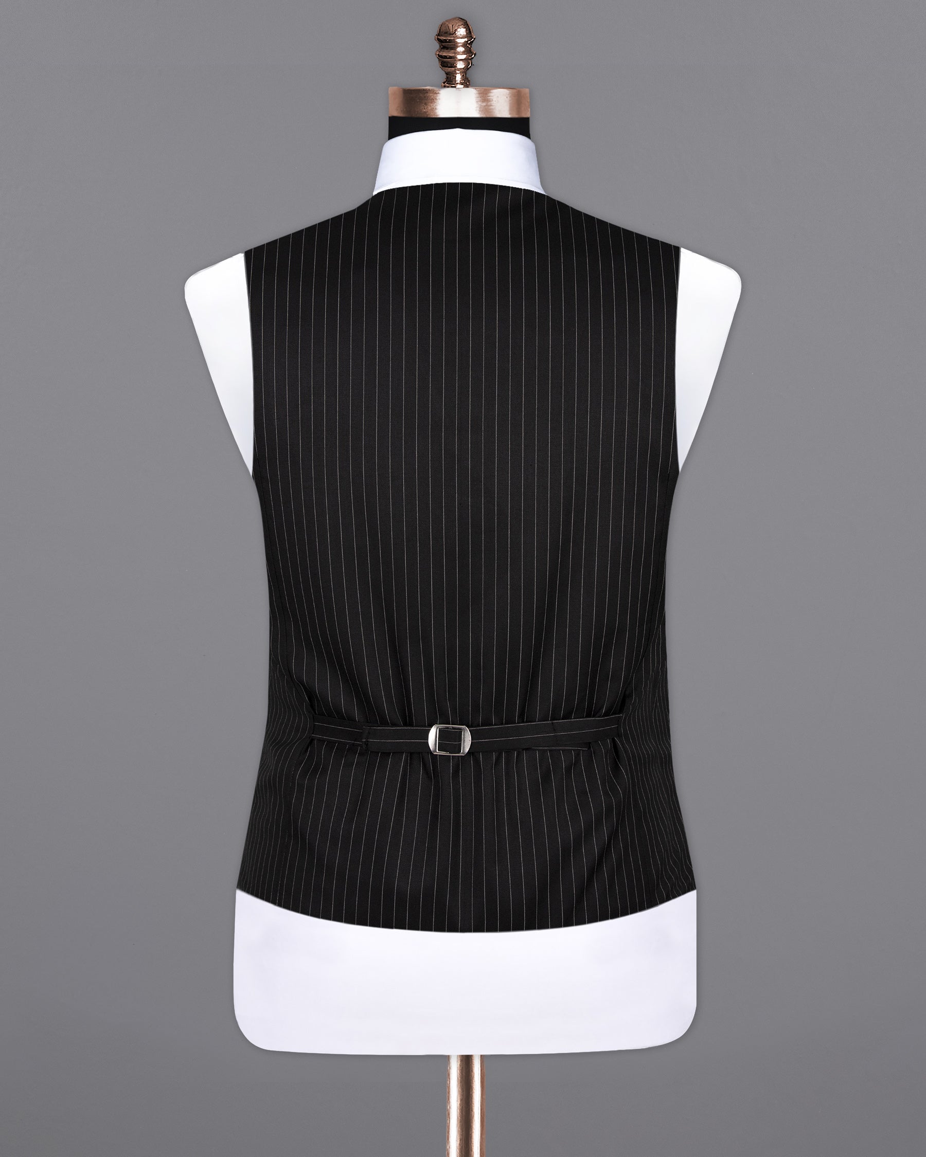 Piano Black Striped Woolrich Waistcoat