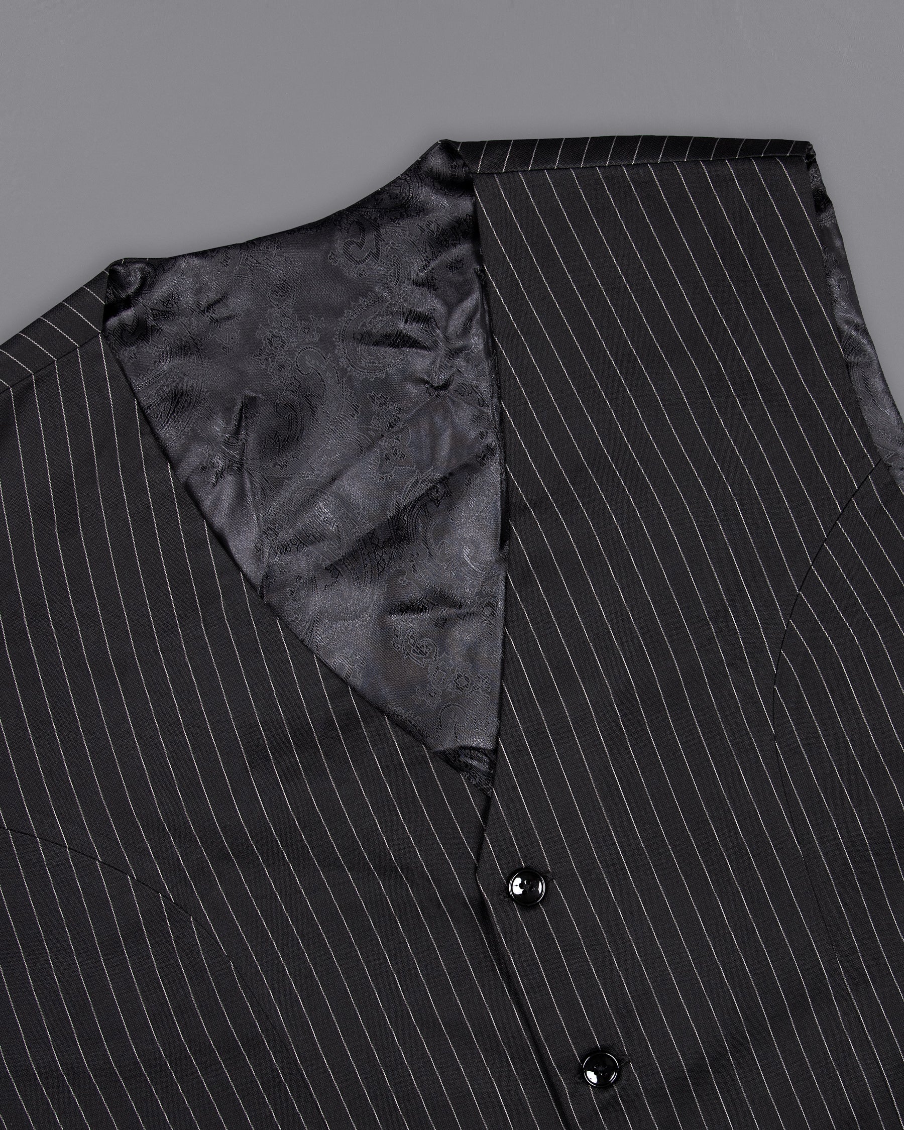 Piano Black Striped Woolrich Waistcoat