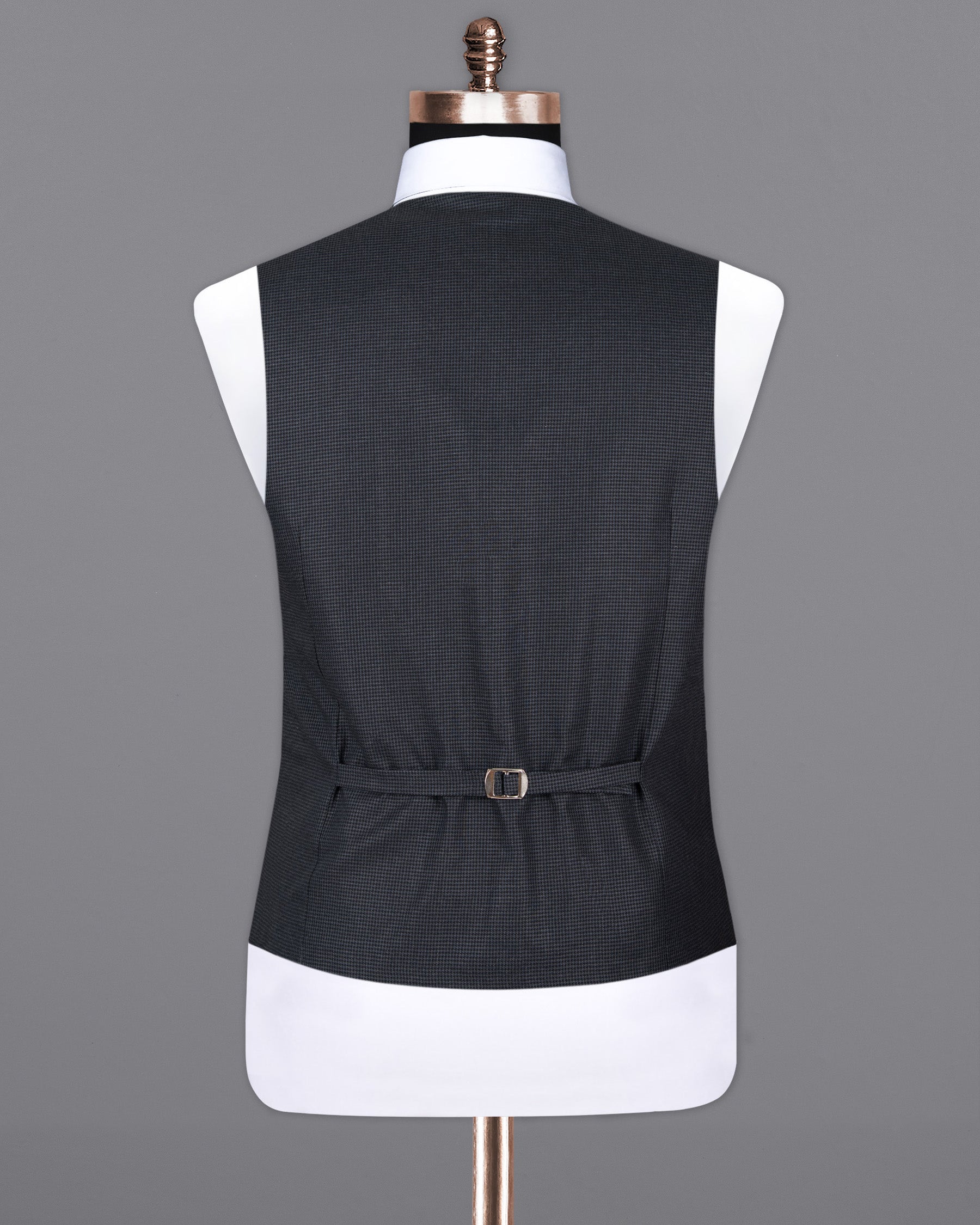 Pale Sky Grey houndstooth Wool Rich  Waistcoat V1311-36, V1311-38, V1311-40, V1311-42, V1311-44, V1311-46, V1311-48, V1311-50, V1311-52, V1311-54, V1311-56, V1311-58, V1311-60