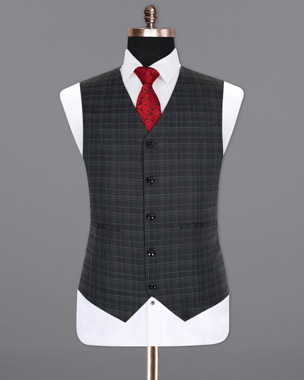 Shark Gray Plaid Wool Rich Waistcoat