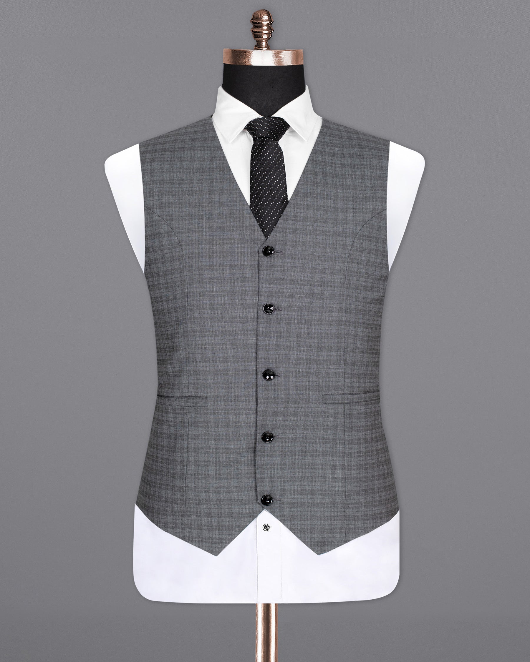 Mid Gray Wool Rich  Waistcoat