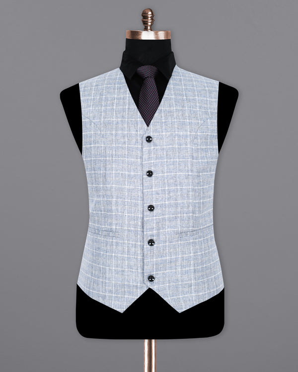 Wild Blue Yonder Windowpane  Wool Rich Waistcoat