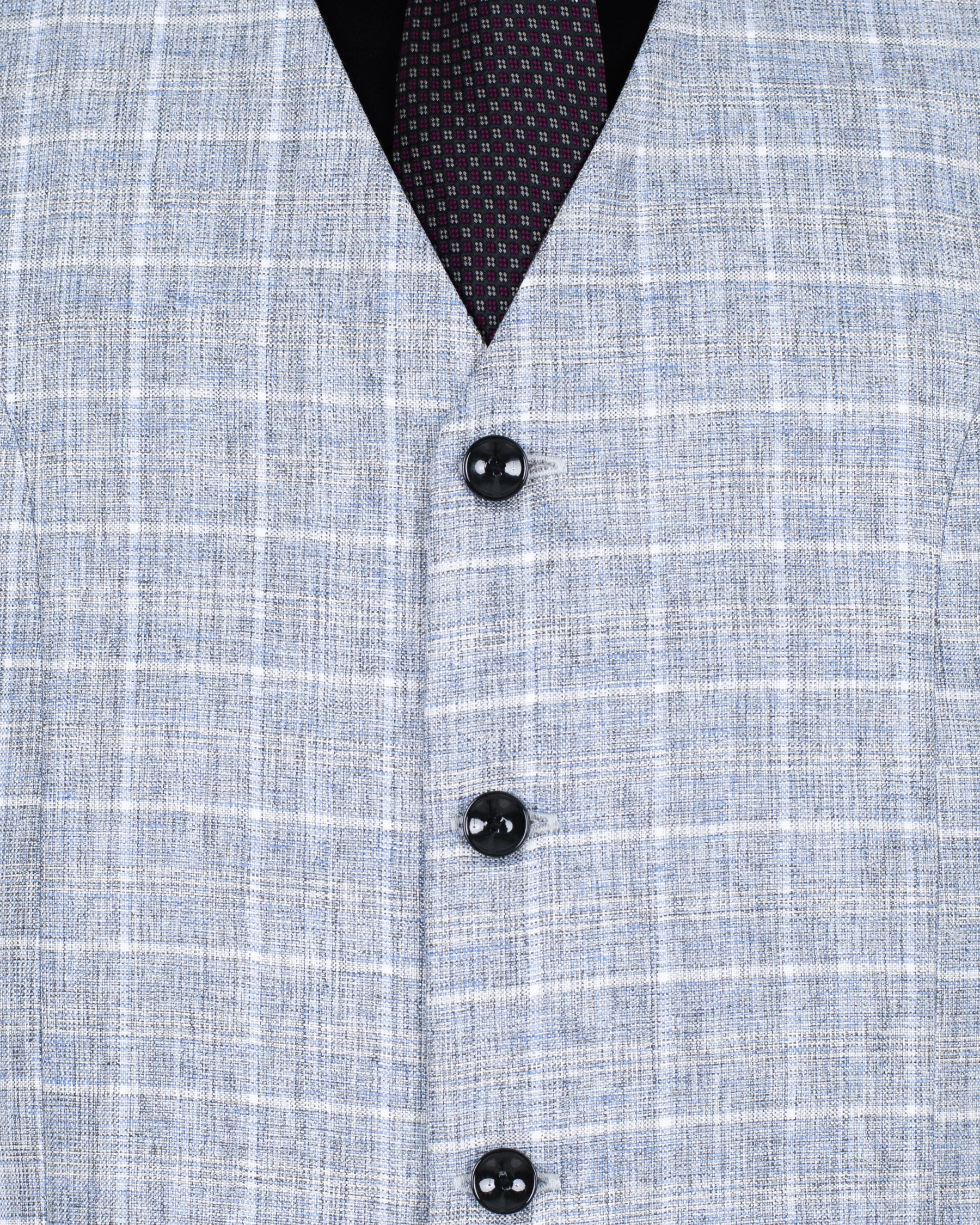 Wild Blue Yonder Windowpane  Wool Rich Waistcoat