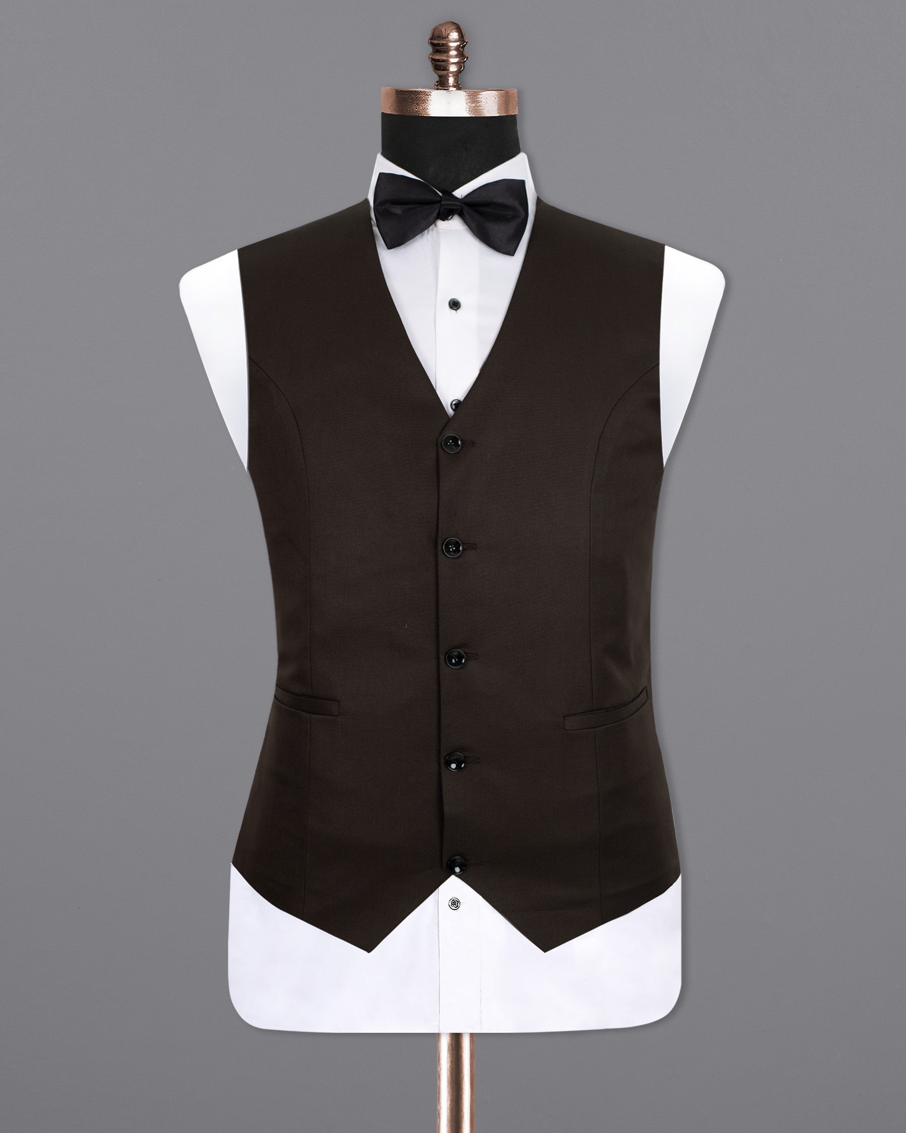 Cocoa Brown Wool Rich  Waistcoat