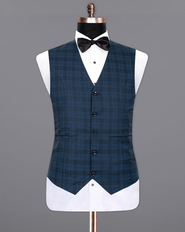 Nile Blue Plaid Wool Rich Waistcoat