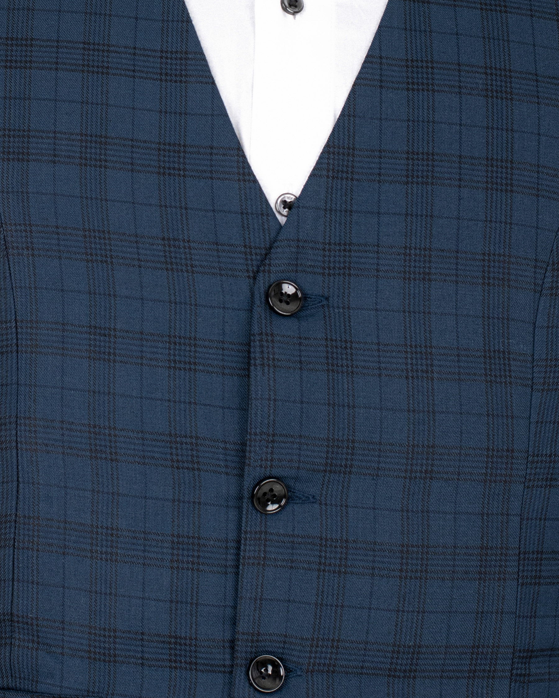 Nile Blue Plaid Wool Rich Waistcoat