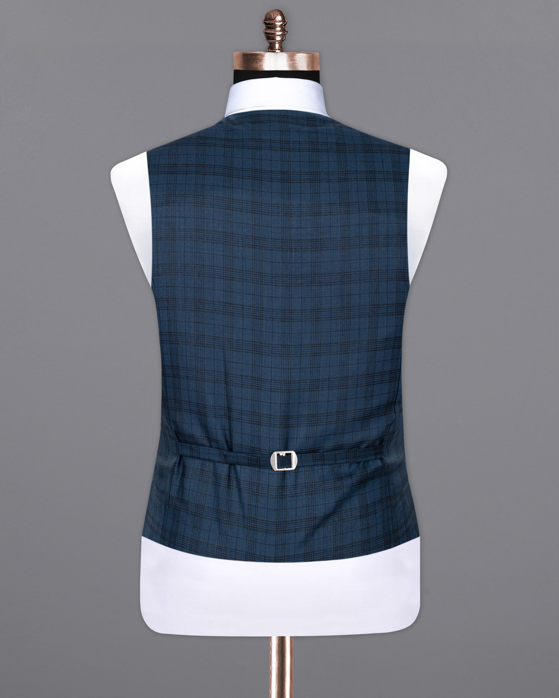 Nile Blue Plaid Wool Rich Waistcoat