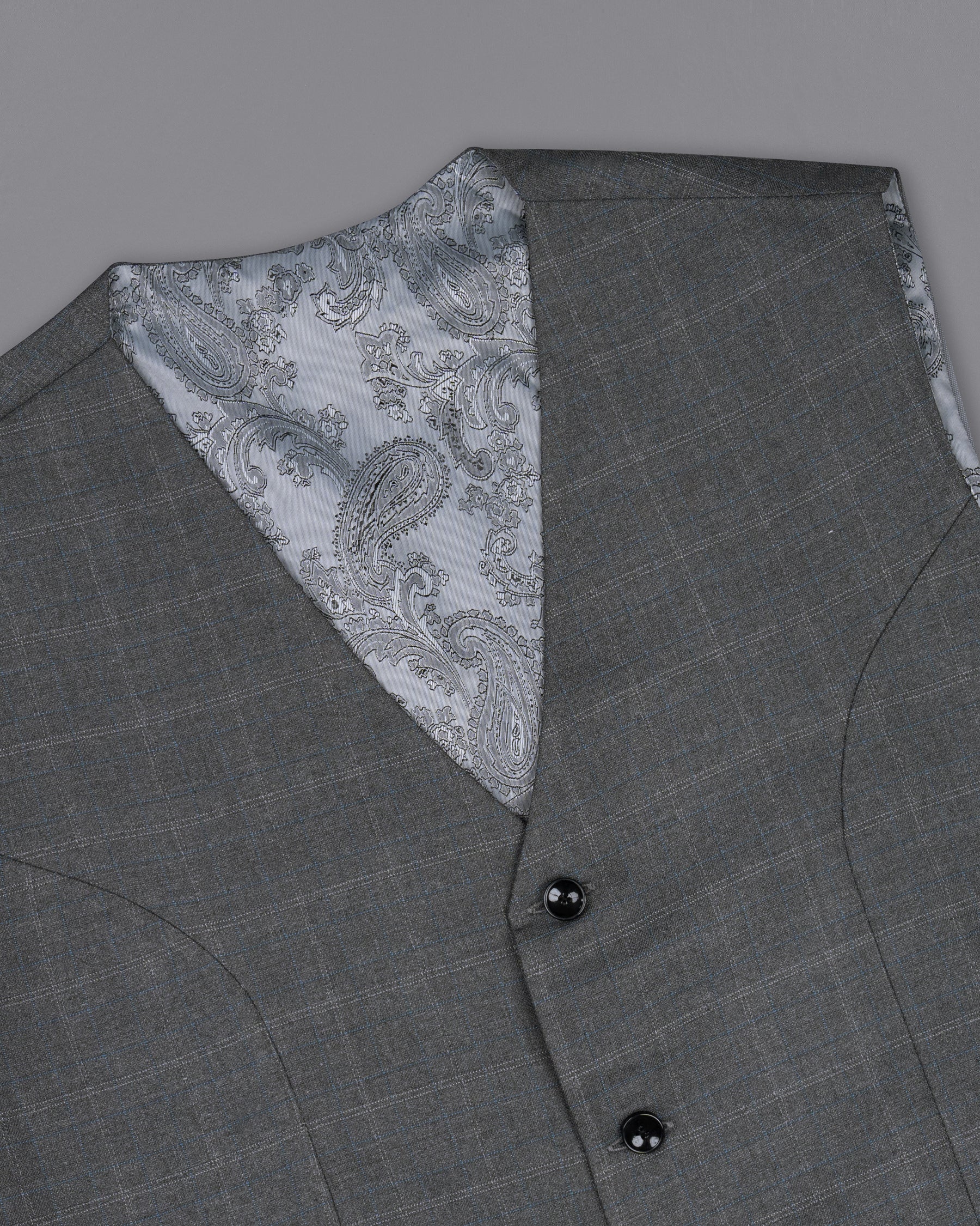 Chicago Grey Subtle Plaid Wool Rich Waistcoat V1390-36, V1390-38, V1390-40, V1390-42, V1390-44, V1390-46, V1390-48, V1390-50, V1390-52, V1390-54, V1390-56, V1390-58, V1390-60