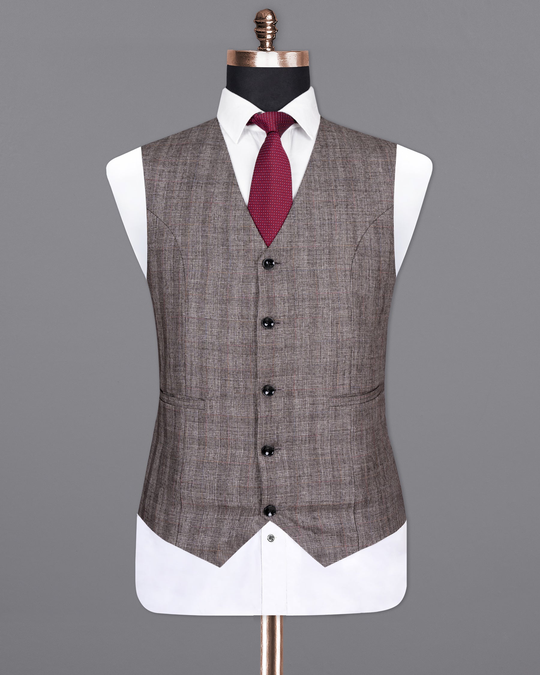 Don Juan Brown Plaid Wool Rich Waistcoat V1394-36, V1394-38, V1394-40, V1394-42, V1394-44, V1394-46, V1394-48, V1394-50, V1394-52, V1394-54, V1394-56, V1394-58, V1394-60