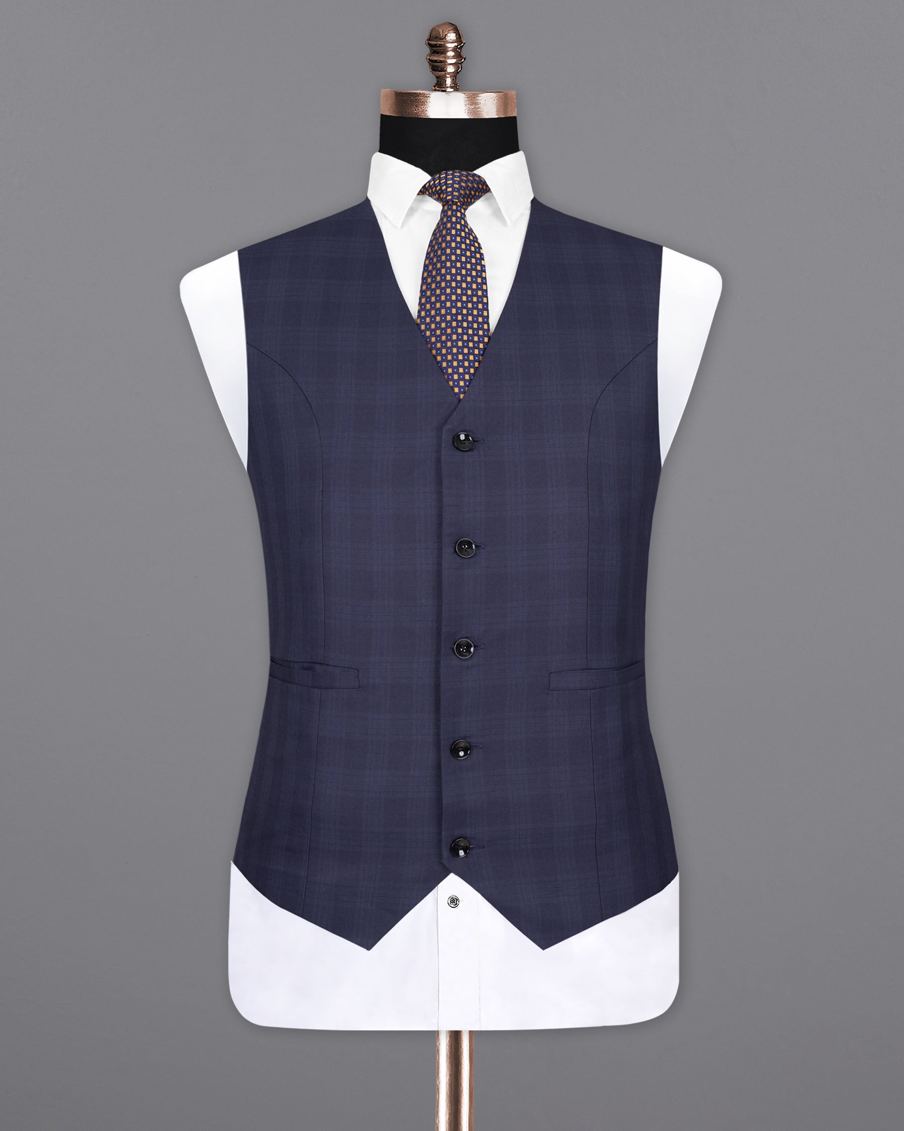 Martinique Blue Wool Rich Plaid Waistcoat V1415-36, V1415-38, V1415-40, V1415-42, V1415-44, V1415-46, V1415-48, V1415-50, V1415-52, V1415-54, V1415-56, V1415-58, V1415-60