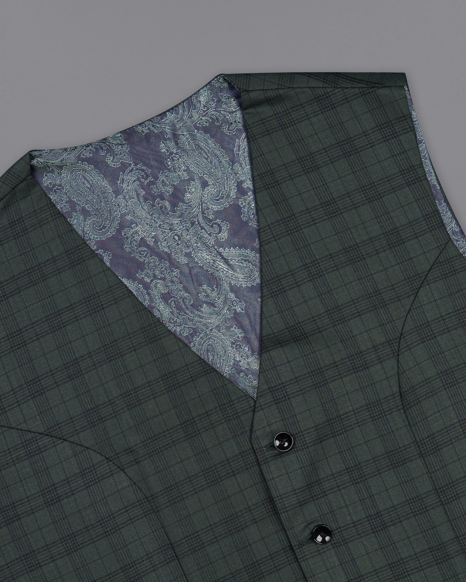 Timber Green Plaid Wool Rich Waistcoat V1417-36, V1417-38, V1417-40, V1417-42, V1417-44, V1417-46, V1417-48, V1417-50, V1417-52, V1417-54, V1417-56, V1417-58, V1417-60