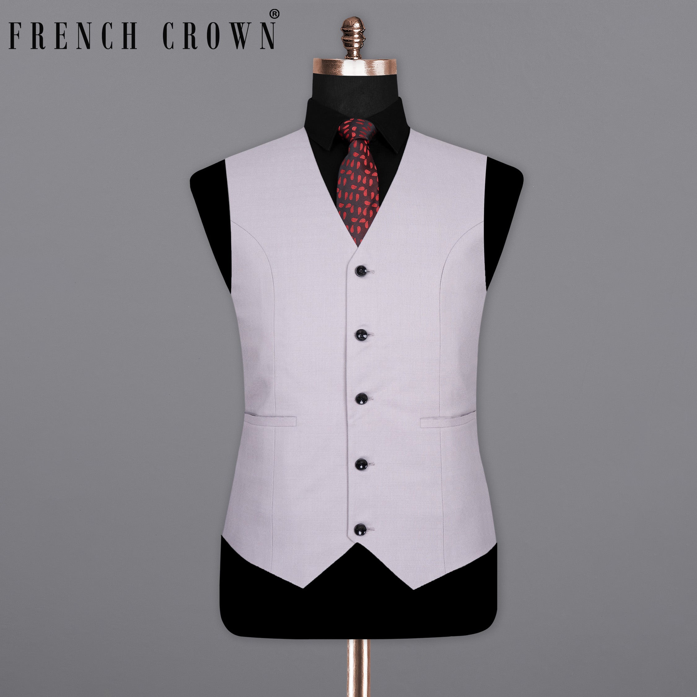 HIAND Bouclé Contrast Vest 白 Spun Pearl Checks-Plaid Premium Wool Blend Waistcoats For Men