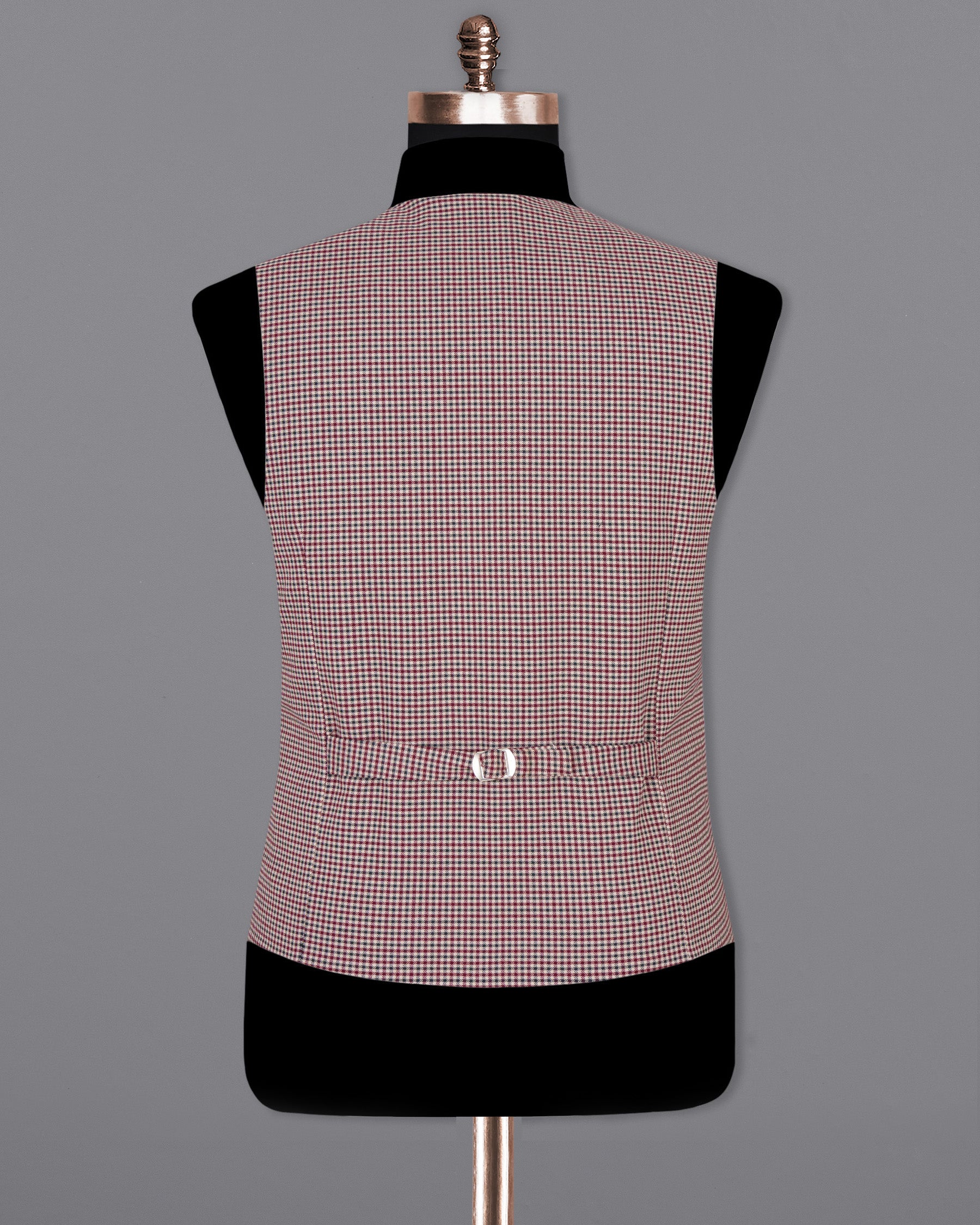 Brown with Maroon Gingham heavyweight tweed Wool Rich Waistcoat