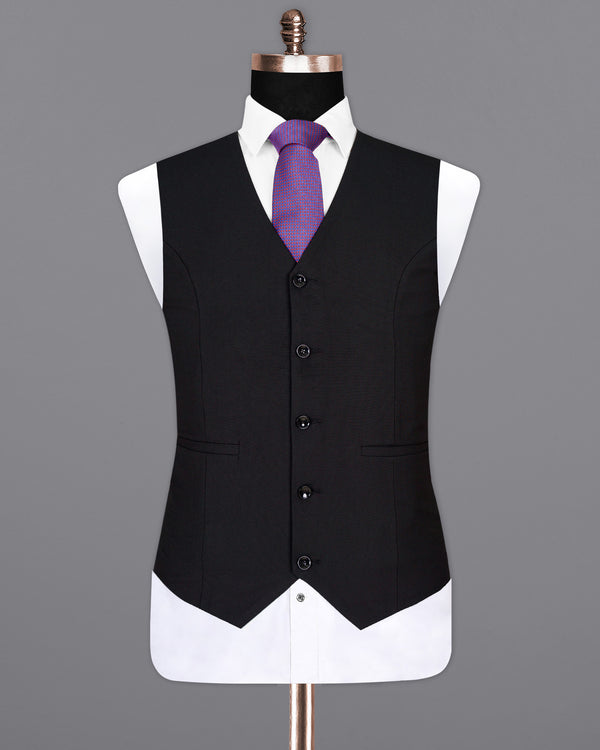 Mardi Gras Black Wool Rich Waistcoat V1444-36, V1444-38, V1444-40, V1444-42, V1444-44, V1444-46, V1444-48, V1444-50, V1444-52, V1444-54, V1444-56, V1444-58, V1444-60