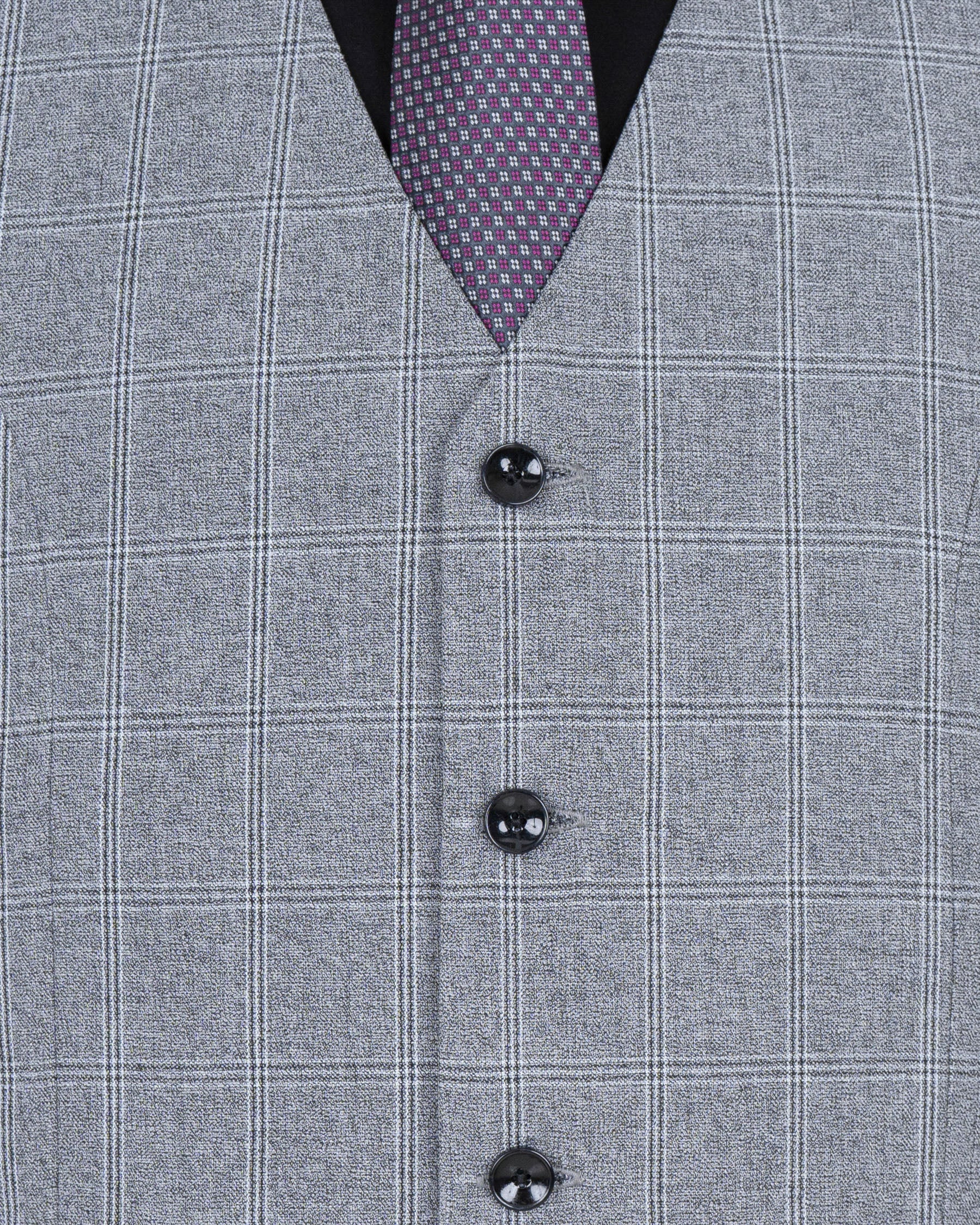 Manatee Grey windowpane Wool Rich Waistcoat V1445-36, V1445-38, V1445-40, V1445-42, V1445-44, V1445-46, V1445-48, V1445-50, V1445-52, V1445-54, V1445-56, V1445-58, V1445-60