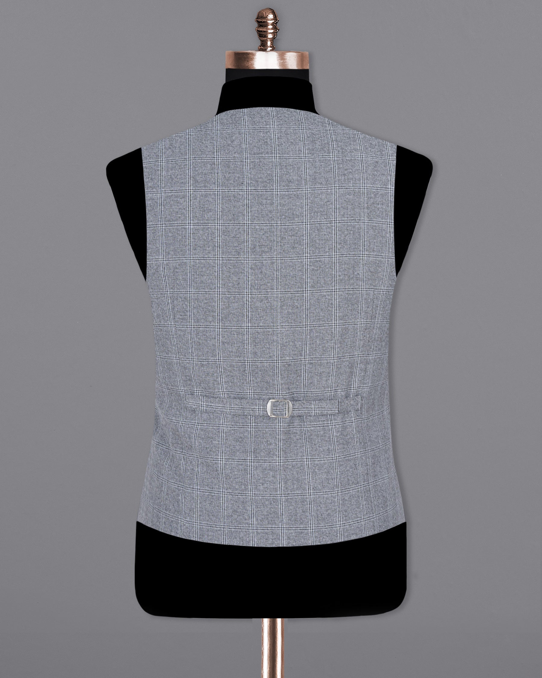 Manatee Grey windowpane Wool Rich Waistcoat V1445-36, V1445-38, V1445-40, V1445-42, V1445-44, V1445-46, V1445-48, V1445-50, V1445-52, V1445-54, V1445-56, V1445-58, V1445-60