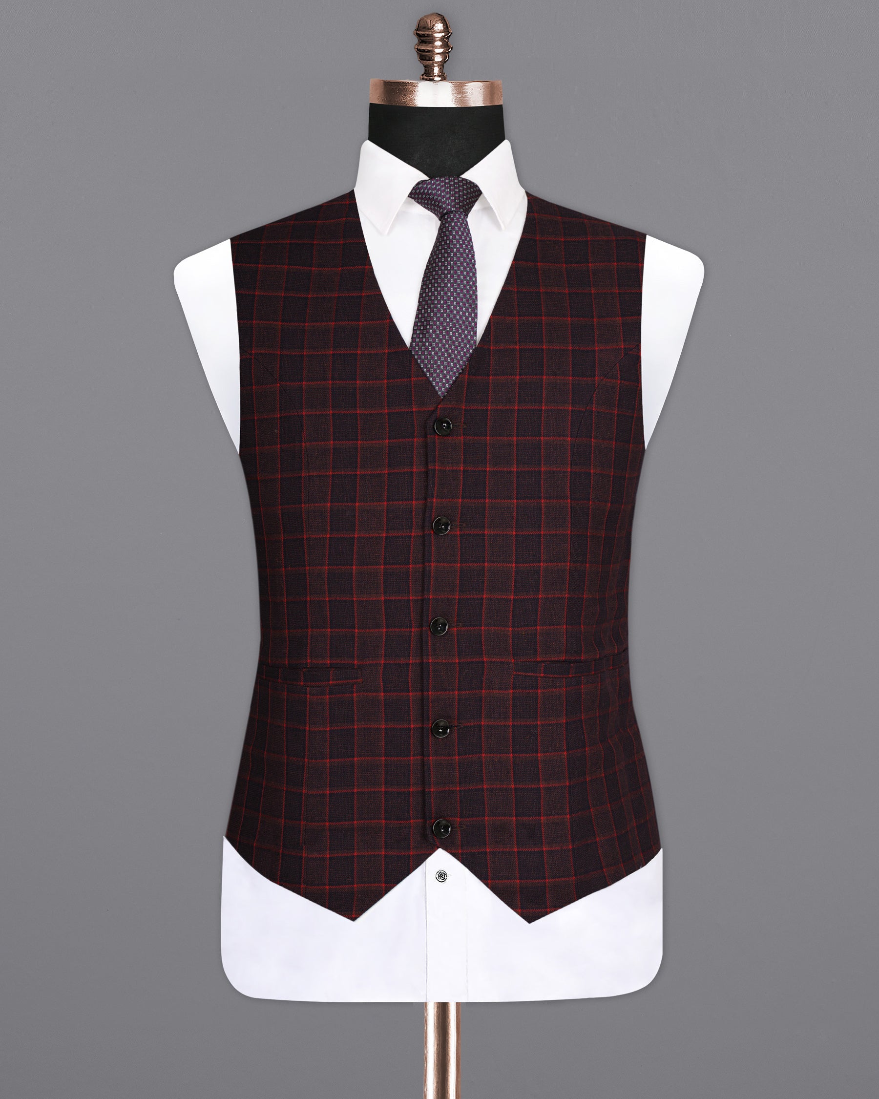 Castro and Well-Read windowpane Premium Cotton Waistcoat V1450-36, V1450-38, V1450-40, V1450-42, V1450-44, V1450-46, V1450-48, V1450-50, V1450-52, V1450-54, V1450-56, V1450-58, V1450-60