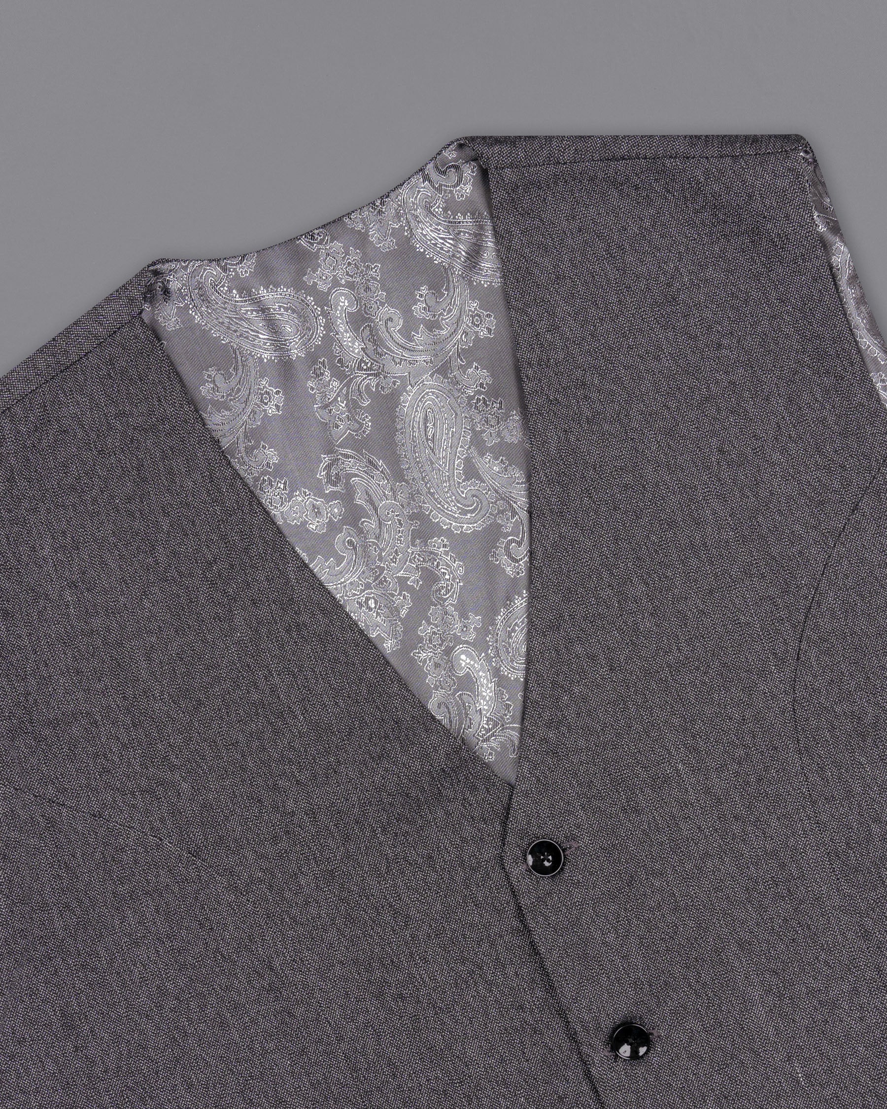 Mobster Grey Premium Cotton Waistcoat V1451-36, V1451-38, V1451-40, V1451-42, V1451-44, V1451-46, V1451-48, V1451-50, V1451-52, V1451-54, V1451-56, V1451-58, V1451-60