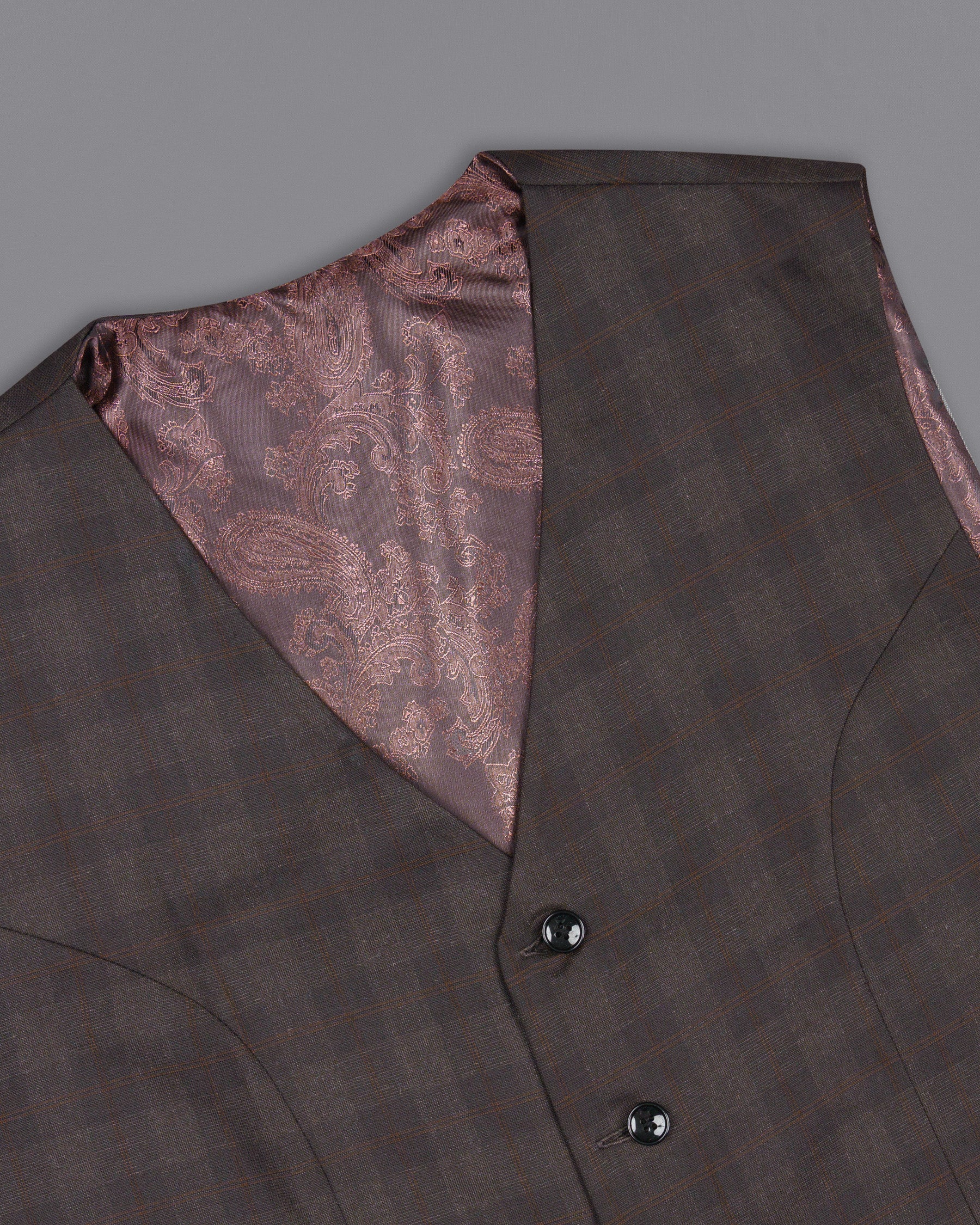 Thunder and Spice Brown Plaid Wool Rich Waistcoat V1458-36, V1458-38, V1458-40, V1458-42, V1458-44, V1458-46, V1458-48, V1458-50, V1458-52, V1458-54, V1458-56, V1458-58, V1458-60