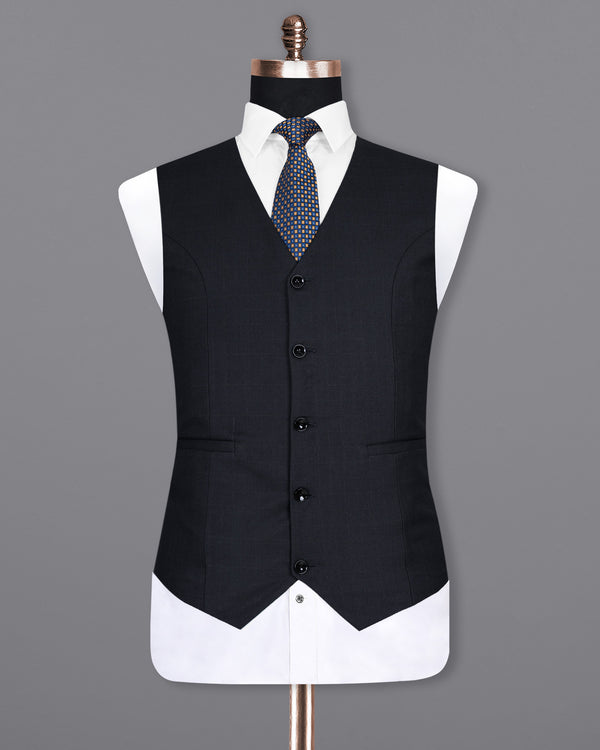 Mirage Black Subtle windowpane Wool Rich Waistcoat V1462-36, V1462-38, V1462-40, V1462-42, V1462-44, V1462-46, V1462-48, V1462-50, V1462-52, V1462-54, V1462-56, V1462-58, V1462-60