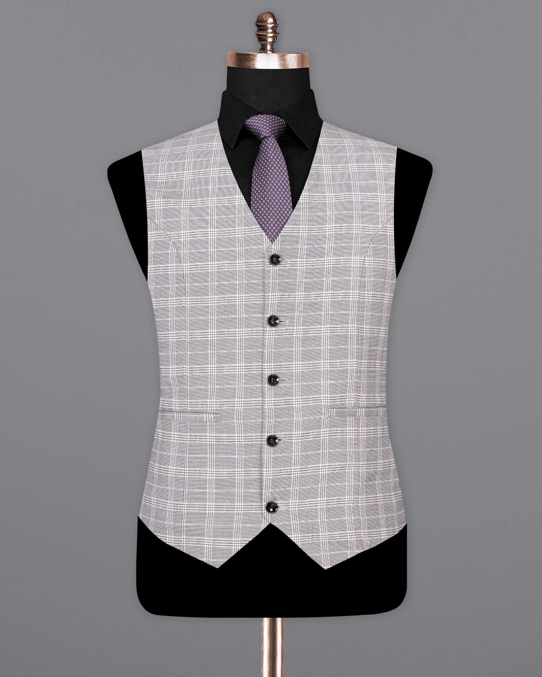 Mercury Grey Plaid Woolrich Waistcoat V1478-36, V1478-38, V1478-40, V1478-42, V1478-44, V1478-46, V1478-48, V1478-50, V1478-52, V1478-54, V1478-56, V1478-58, V1478-60