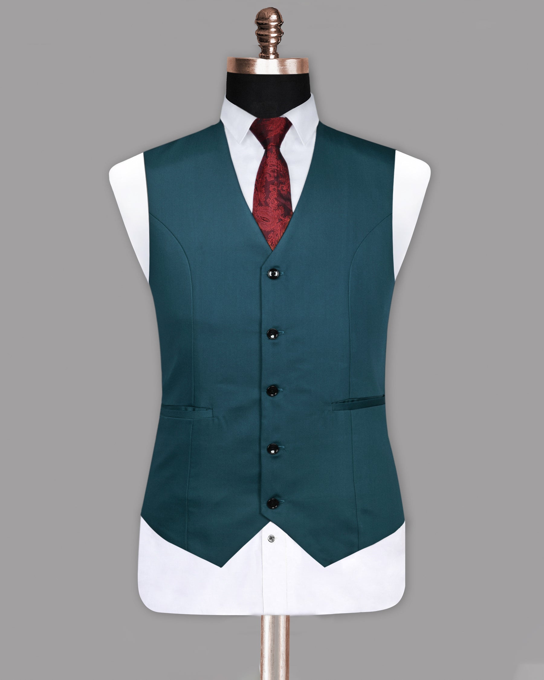 Peacock Blue Wool Blend Waistcoat V147-36, V147-38, V147-40, V147-42, V147-44, V147-46, V147-52, V147-58, V147-50, V147-54, V147-56, V147-60, V147-48